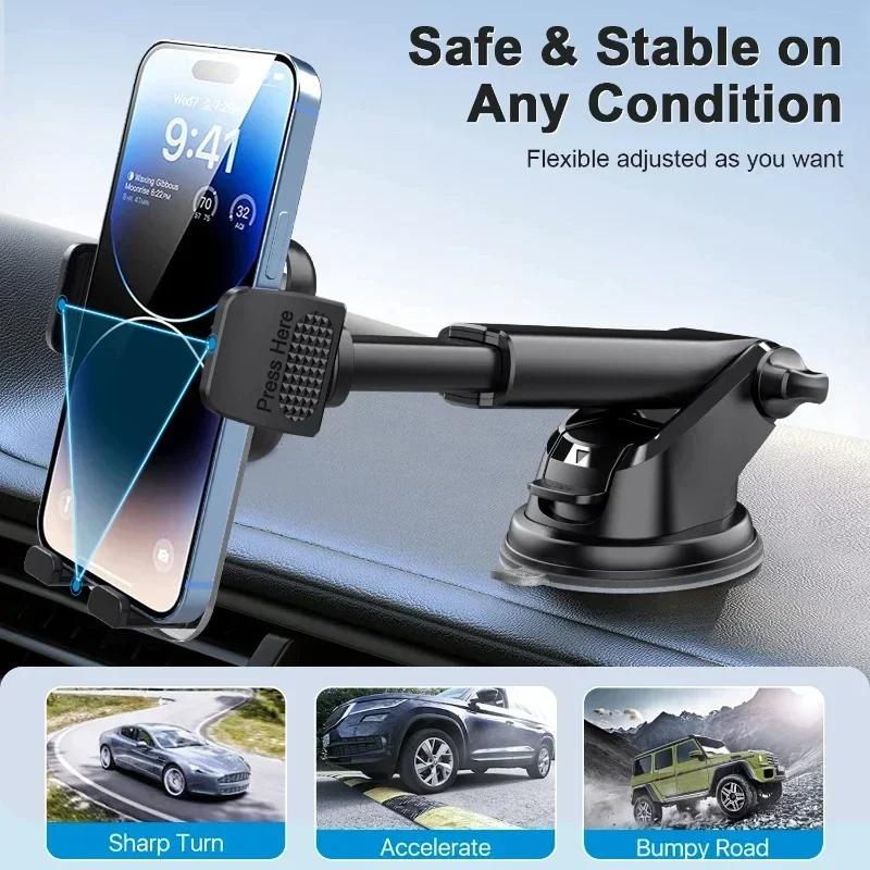 Car Phone Holder for Dashboard Windshield Acrylic Cellphone Mount Clip Support Stand for 4.7-7" Mobile Phone, Auto Accessories photo 7