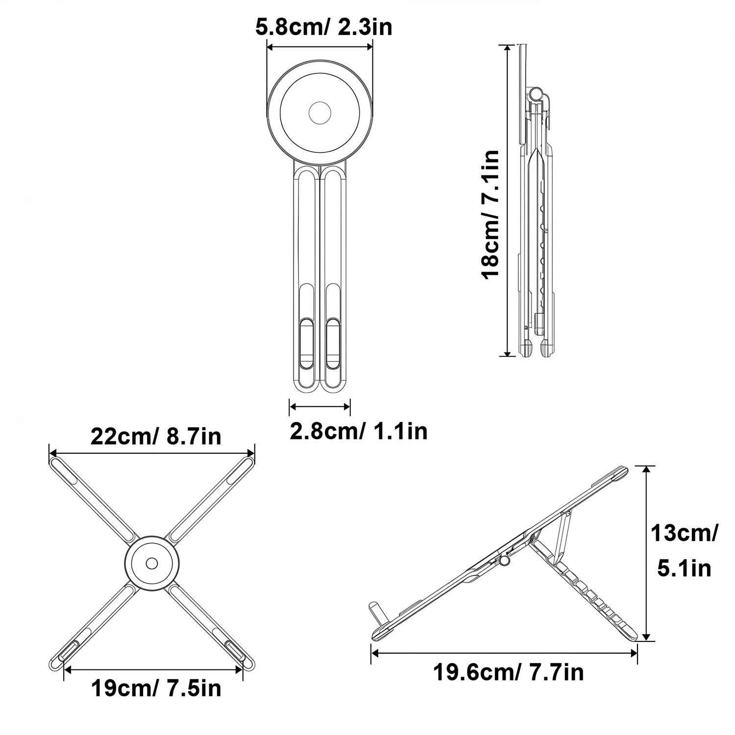 3 in 1 Foldable Laptop Stand Magnetic Phone Holder Portable Desk Mount with Tripod Handle for Pro iPad Travel Vlogging photo 6