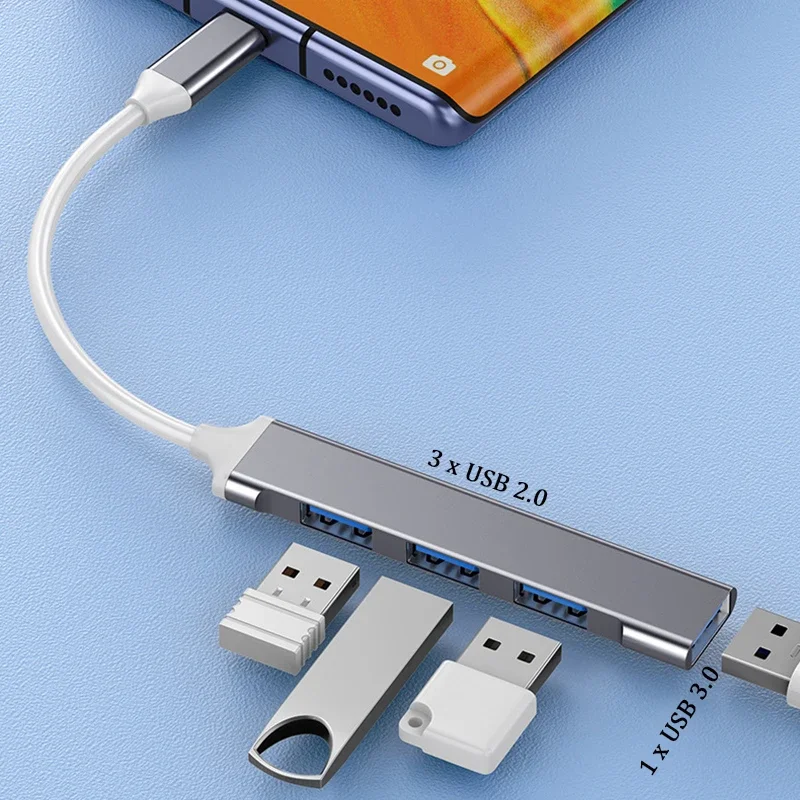 4 Port USB 3.0 Hub USB Hub Type C Dock Multi Splitter Adapter OTG Type C HUB for iPhone 15 Xiaomi Huawei Macbook Pro USB 3.0 2.0 photo 7