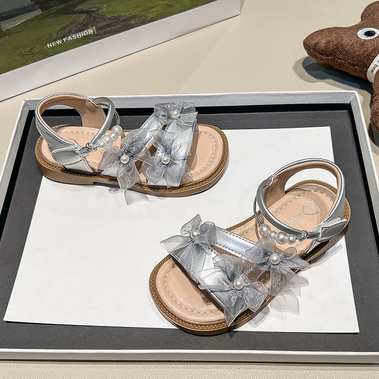 Fairy Style Girls' Baby Princess Sandals, Bow Shaped Children's Roman Shoes, Summer New Style Girls' Beach Shoes photo 2