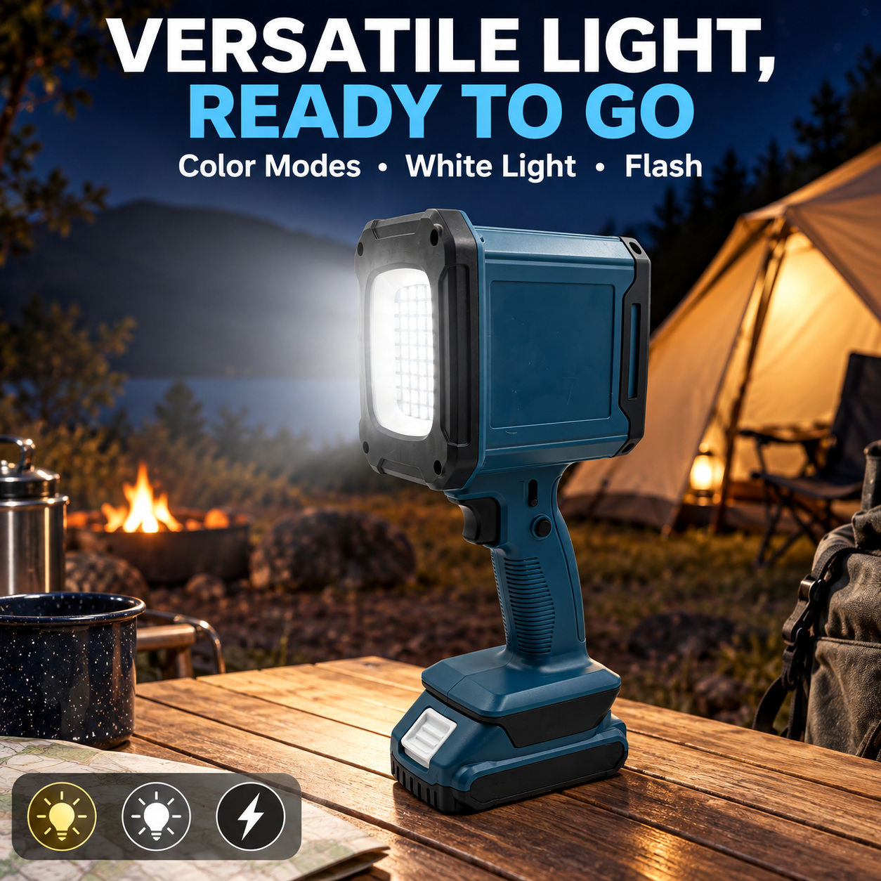 Rechargeable Type C LED Work Light 15000mAh W8132 420LM RGB Lighting Flashlight P50 6500mAh Battery photo 3