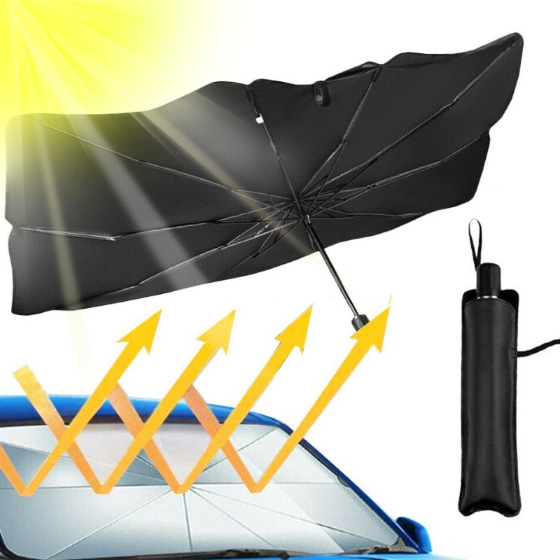 Car Windshield Sunshade Umbrella Front Window Visor Sun Shade Cover Black-Large photo 8