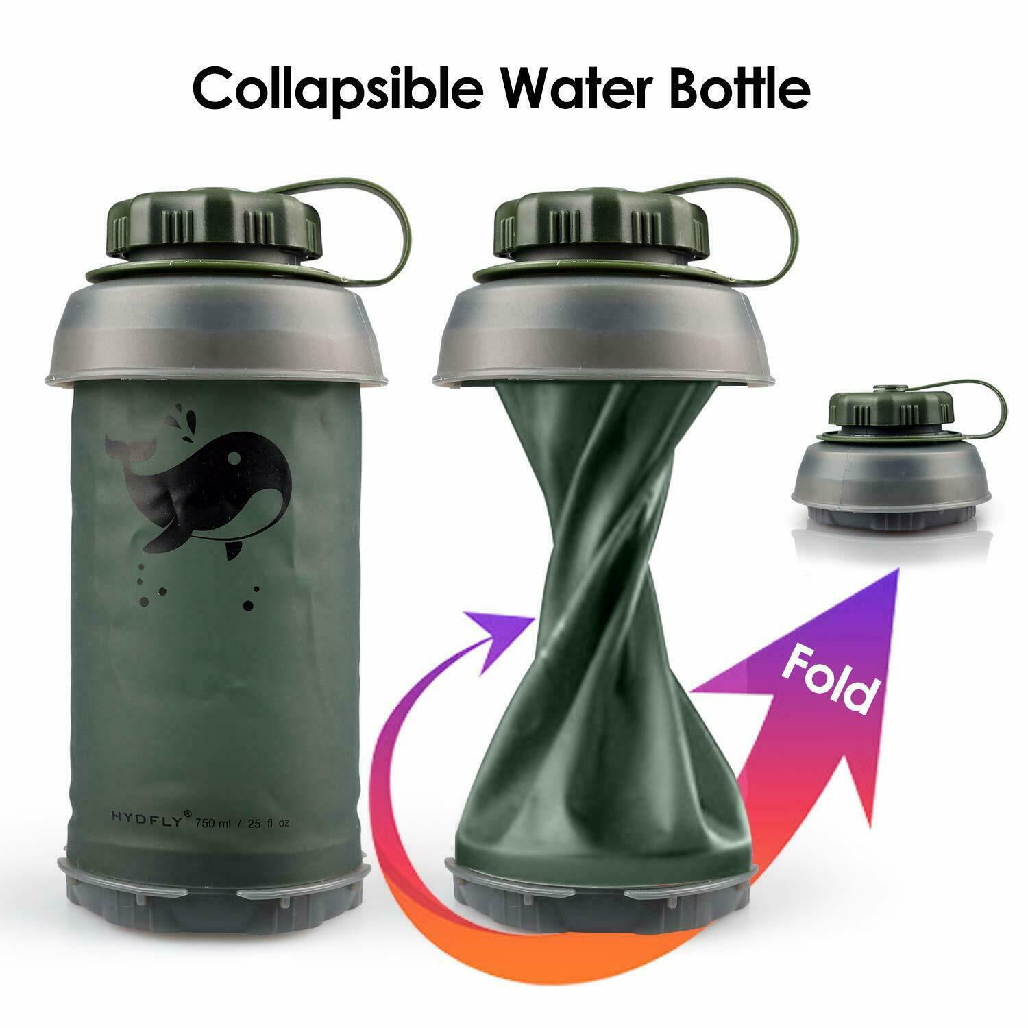 26Oz Collapsible Filter Bottle Water Filtering 2-Stage BPA Free Foldable Hiking photo 2