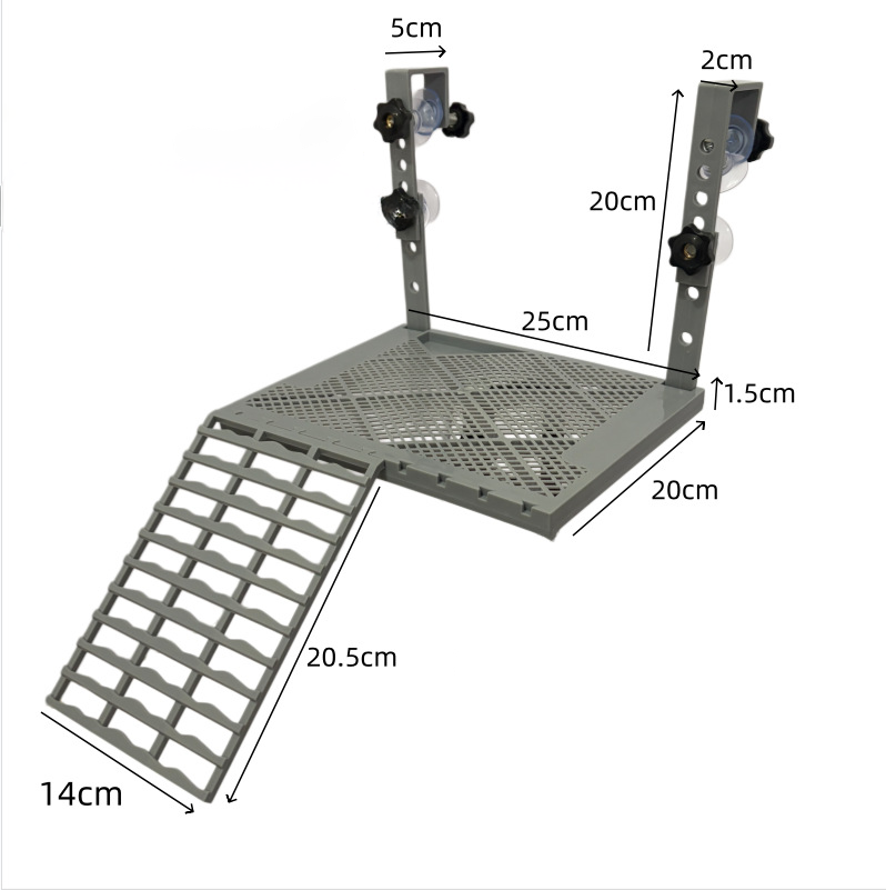 Hanging Turtle Basking Platform With Built-in Food Tray, Zero Zip-Tied, Non-Slip Ramp Terrace, Resting Turtles Dock, For 25-75 Gallon Aquariums Frog Turtle Turtle Tank Accessories photo 3
