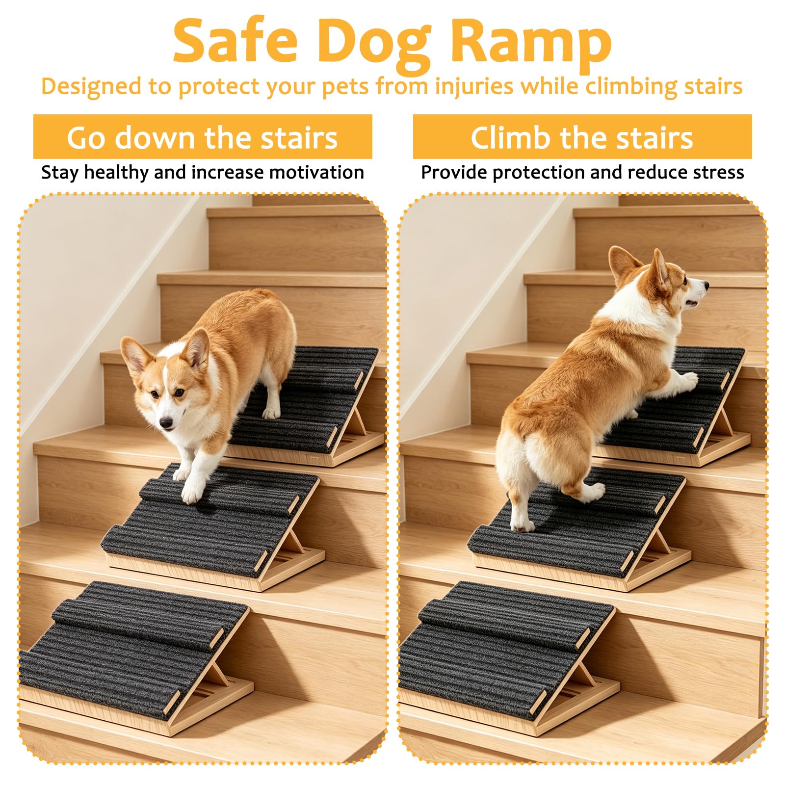 Adjustable Dog Ramp For Stairs With Traction Bars, Portable Pet Ramp For Small Dogs And Cats, Indoor Outdoor Mobility Support photo 8