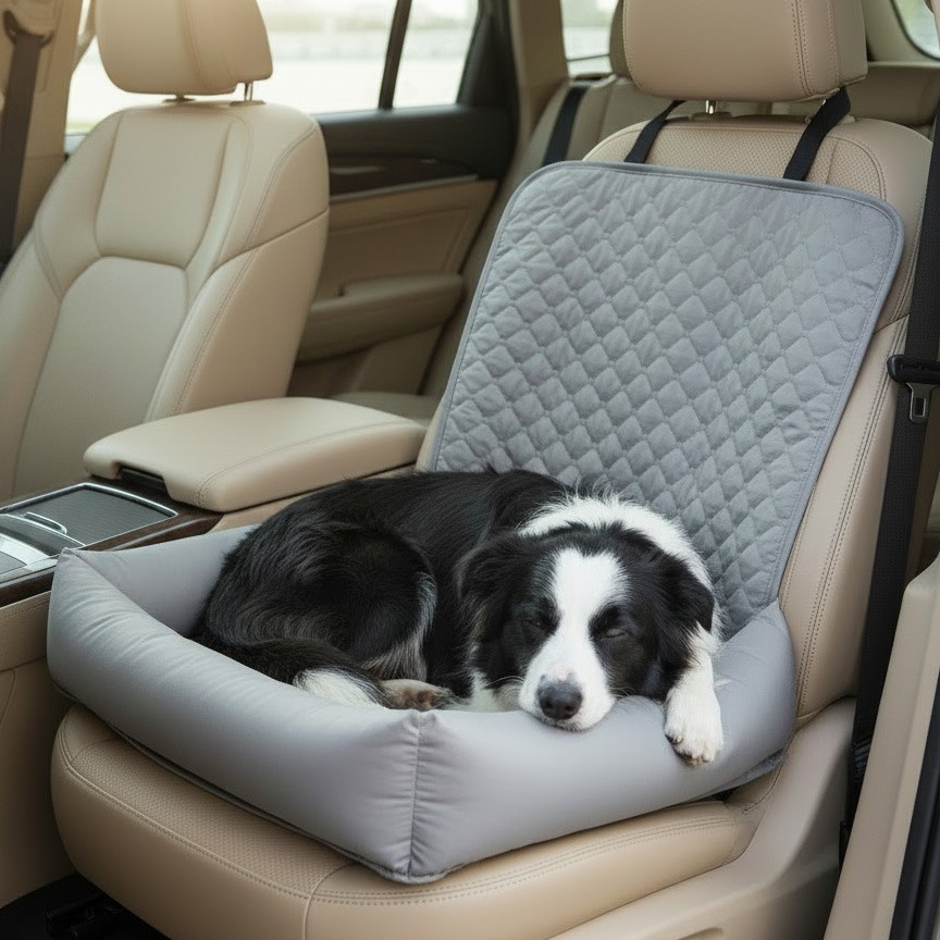 Dog Car Seat For Small Medium Dogs, Pet Front Seat Protector, Black Waterproof & Scratch-Proof Dog Car Seat Cover Booster Sofa, Non-Slip Portable Travel Safety Pet Carrier Bed For Car Truck SUV photo 8