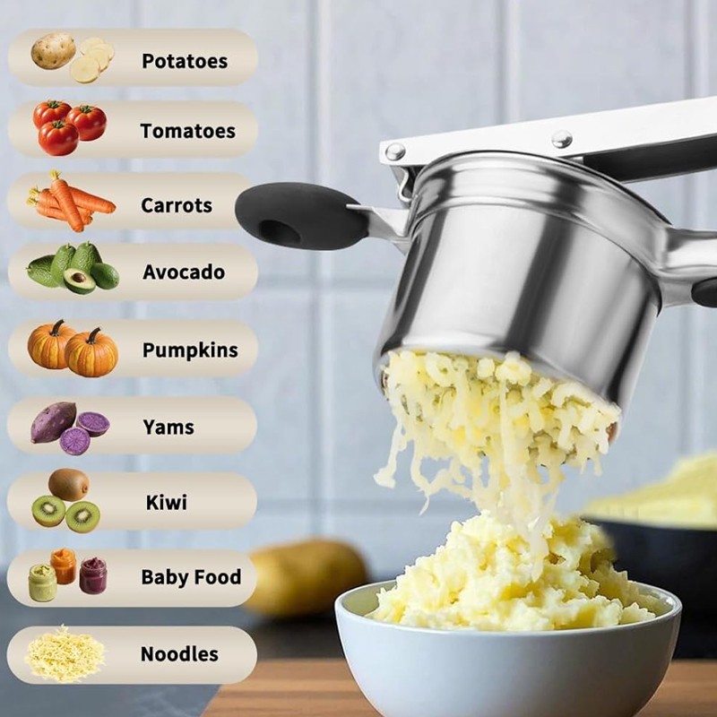 Heavy Duty Steel Potato Ricer Puree Masher Juicer Vegetable Fruit Press Maker photo 7