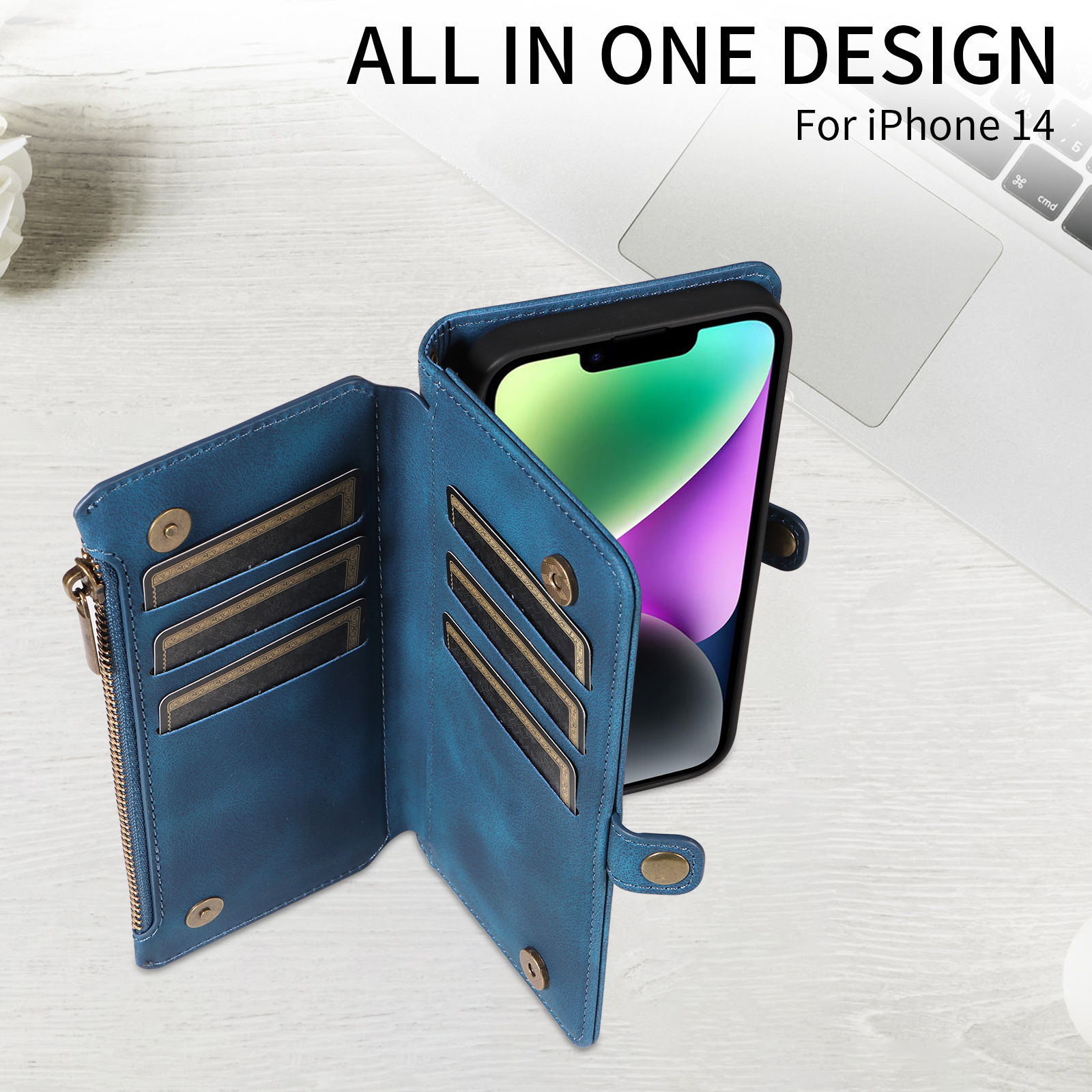 Wallet Flip Zipper Phone Leather Case photo 2