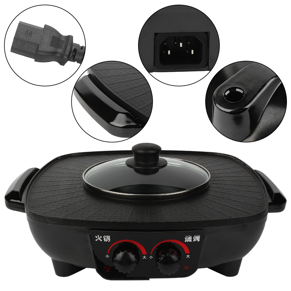 2 In 1 Electric Hot Pot BBQ Grill, Non-Stick Smokeless Frying Pan With Adjustable Temp For Home Kitchen Party UK NEW photo 7