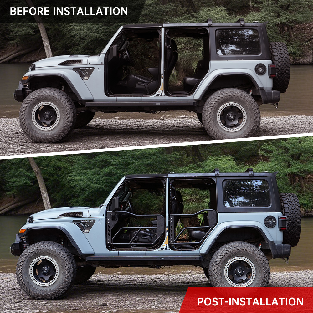 Tube Doors With Side View Mirror For 2018-2025 Je Ep Wrangler JL JLU And Gladiator JT 4-Doors - Includes 4XE 4-piece Set Off Road Summer Trail Adventure photo 6