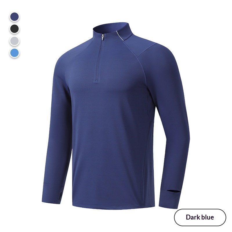 Workout Clothes Men's And Women's Same Spring And Autumn Half Zipper High Collar Quick-drying Long Sleeve Outdoor Sports Training Running Cycling Clothes photo 2