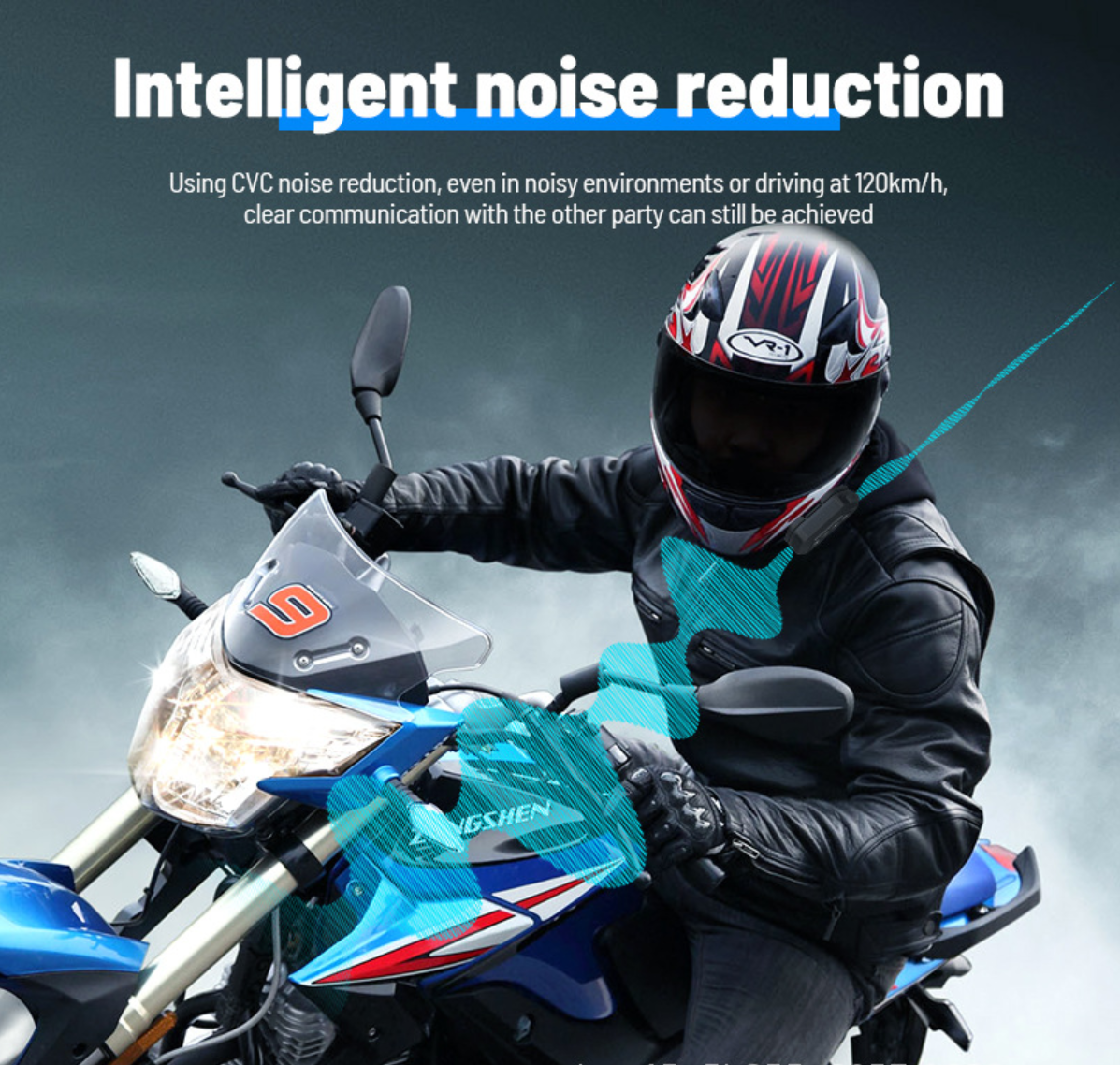 Cross-border Exclusive LX2 Motorcycle Bluetooth Headphones, Waterproof Rider Wireless 5.3 Helmet Bluetooth Headphones photo 3