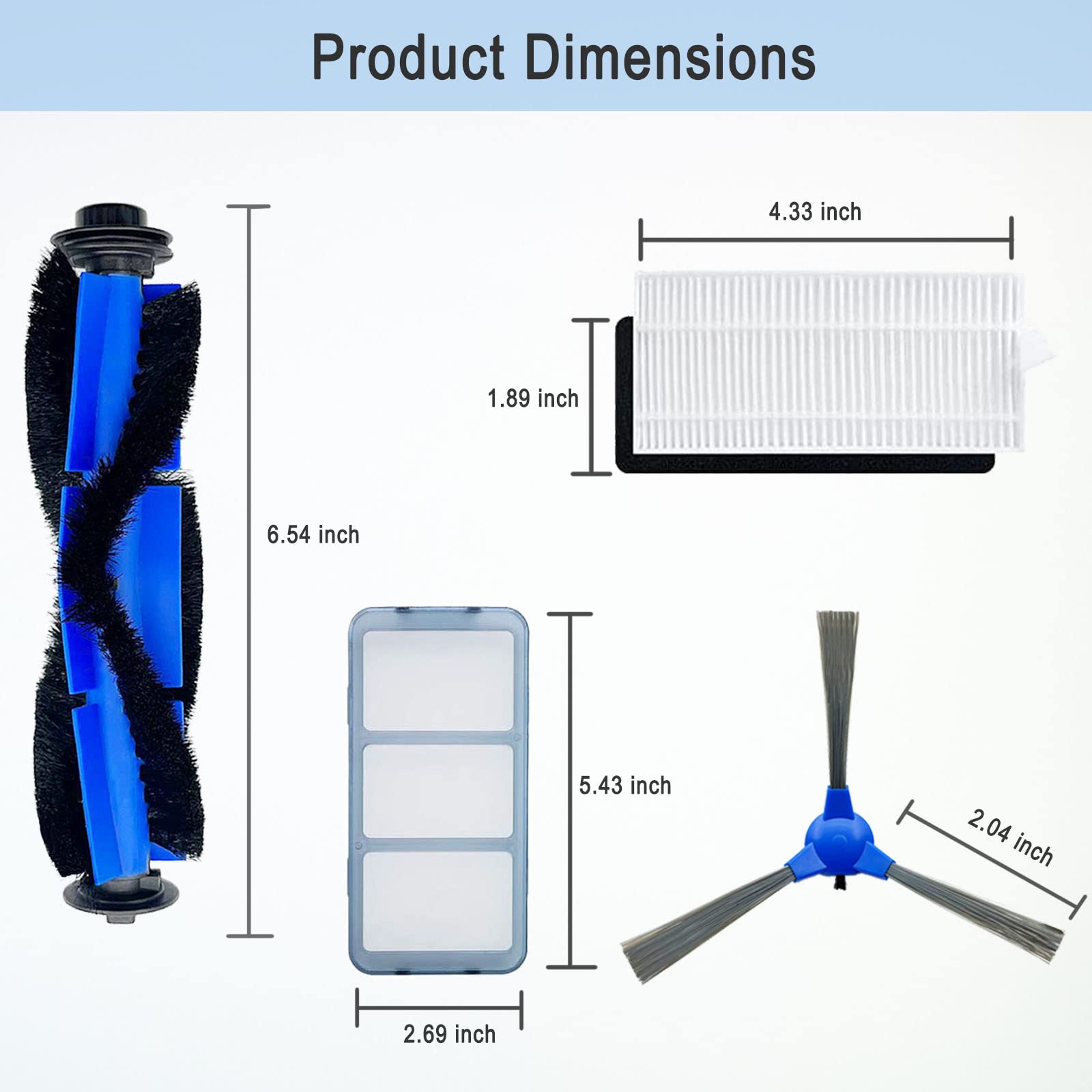 RoboVac 11S Replacement Part Compatible For Eufy RoboVac 11S, 15C, 30, 30C, 12, 35C, 25C, 15T Robotic Vacuums, 3 Rolling Brushes, 12 Filter Sets, 12 Side Brushes, 1 Rolling Brush Guard, 2 Pre Filters photo 2