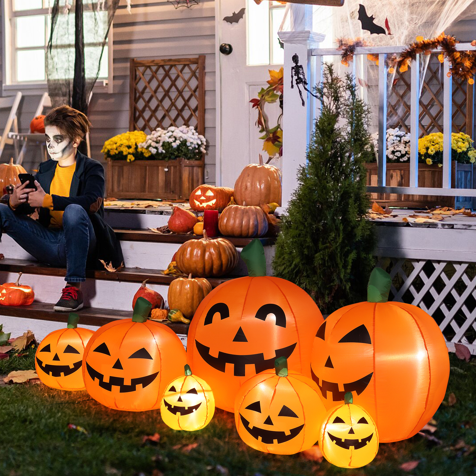 Replace 39662619 7ft Classic 7pcs LED String Lights 7pcs Pumpkin Inflatable Halloween Decoration photo 8