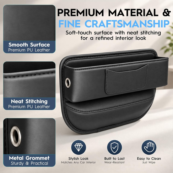 Car Seat Gap Filler Organizer Car Console Leather Storage Box Men Car Interior Accessories,Car Front Seat Storage For Holding Sunglasses Phone Ticket Card,SUV Truck Necessities photo 2