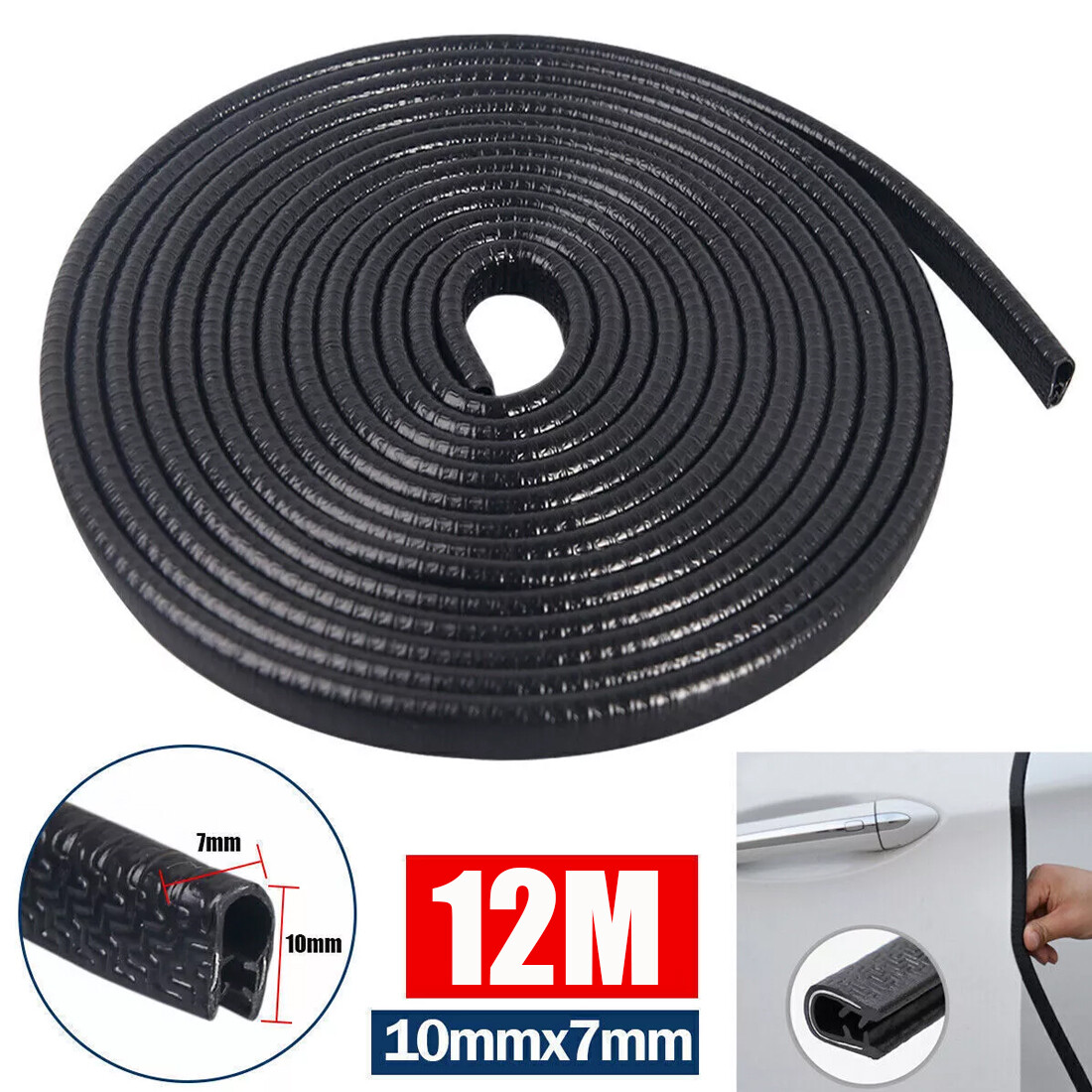 12M Car Door Boot Edge Protector Strip Trim U Shape Guard Seal Rubber Black photo 1