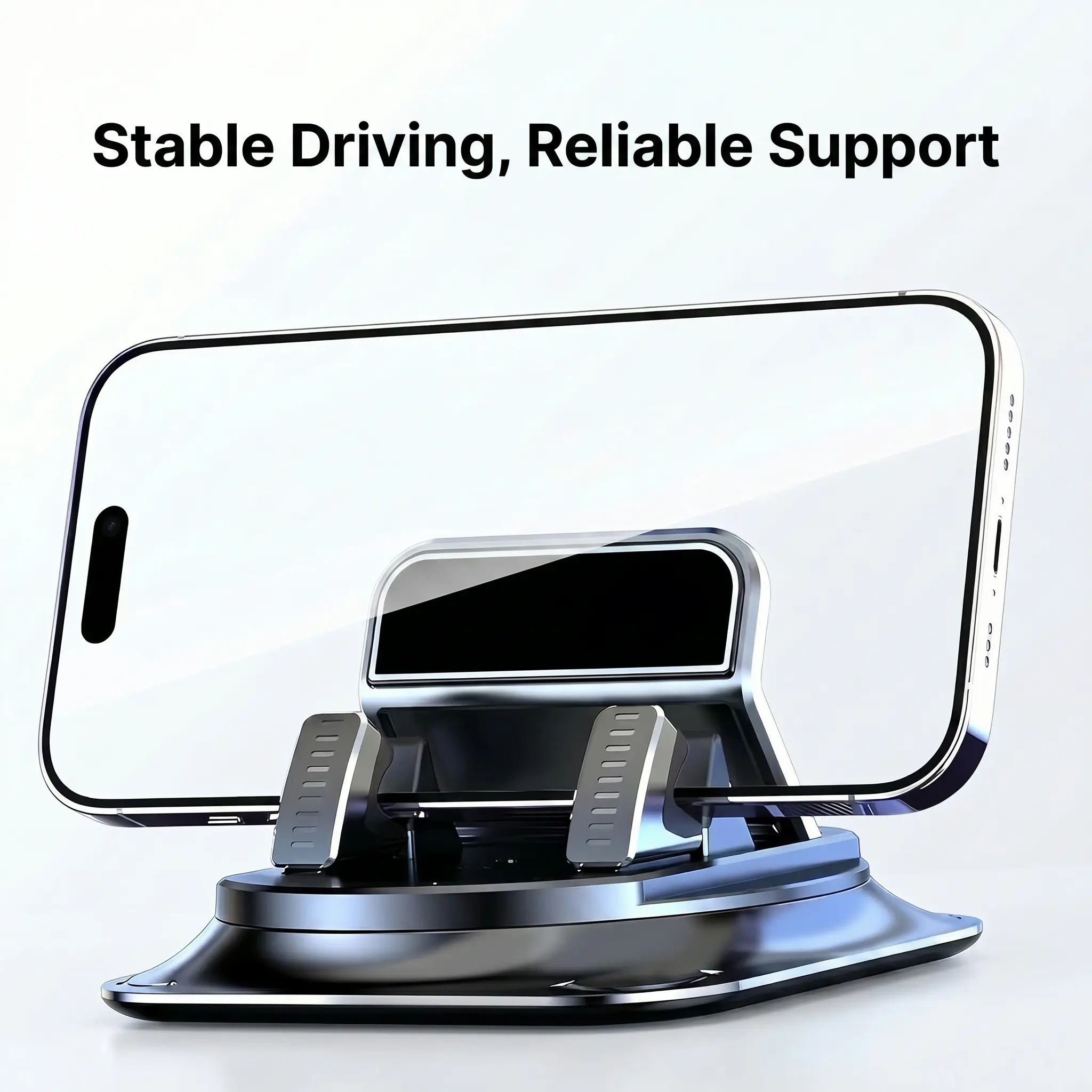 Car Phone Holder For Dashboard, Rotatable Phone Mount With Strong Suction Cup, Washable Gel Base, One-Click Lock, Non-Slip Silicone Pads, Universal Navigation Car Interior Accessory For All Phone photo 4