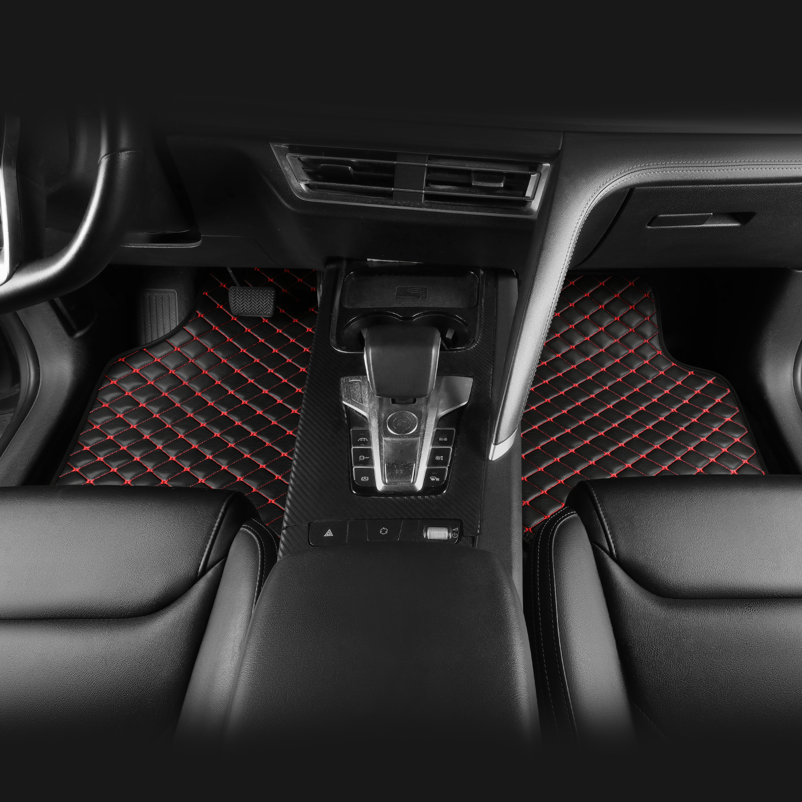 Light Luxury Nordic Minimalist Iamond Stitching Full Set Car Floor Mats, All Season Wear-Resistant Waterproof Anti-Slip Universal Auto Foot Liners For Most Sedans SUV Trucks photo 2