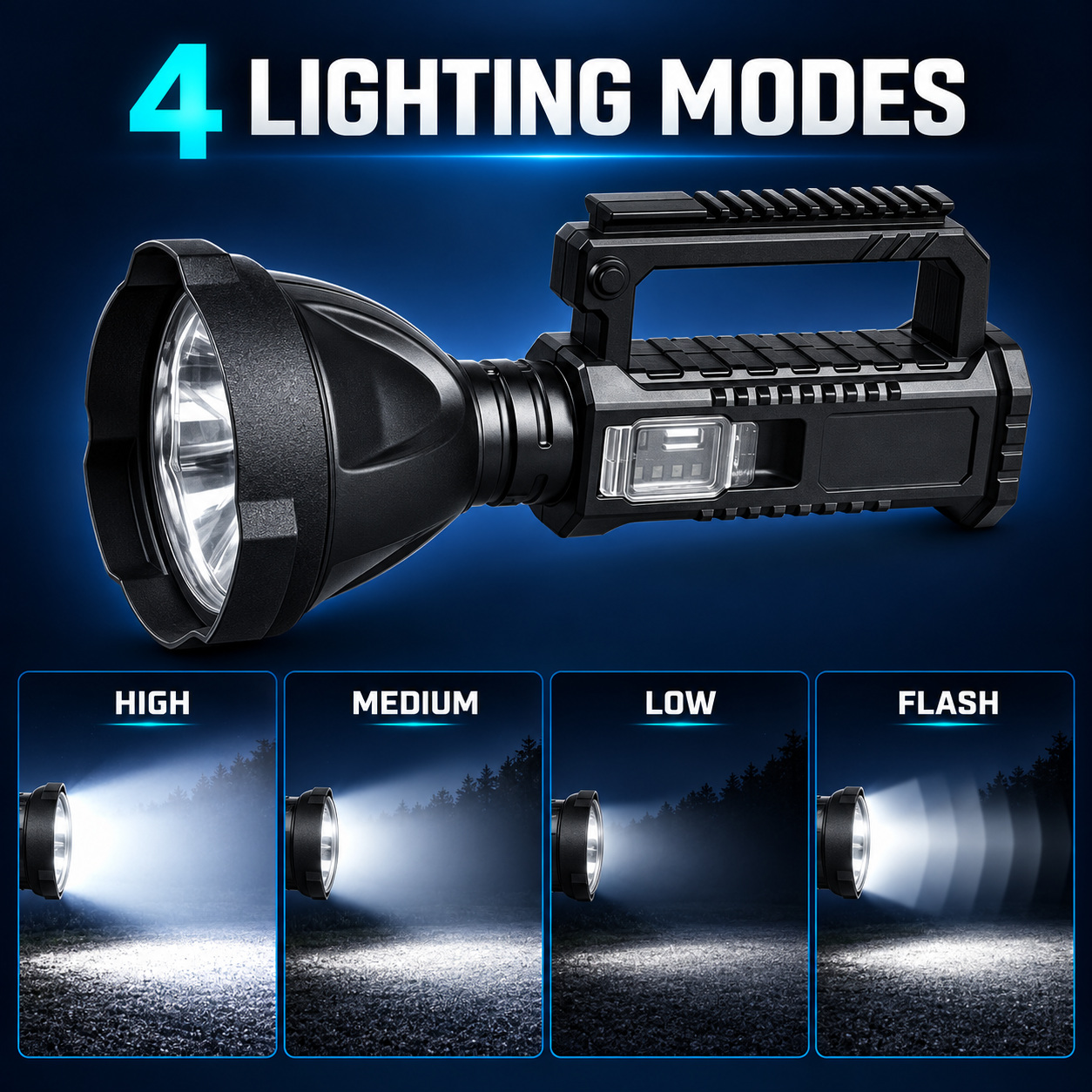 Rechargeable Battery Display Power Bank Function LED Work Light 19W 4500mAh For W5119 1200LM Flashlight photo 8