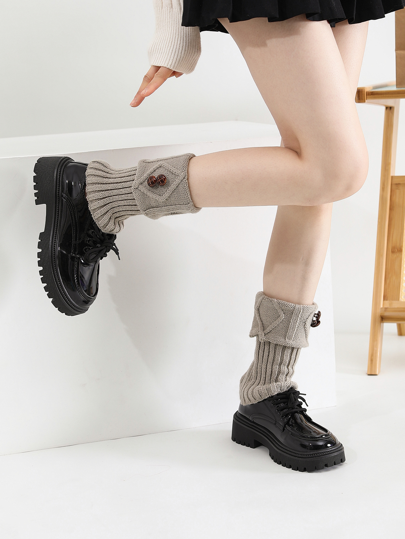 Women Winter Warm Crochet Knit Short Leg Warmer Short Boot Cuffs Socks Ladies Middle Tube Leg Warmer Socks photo 3
