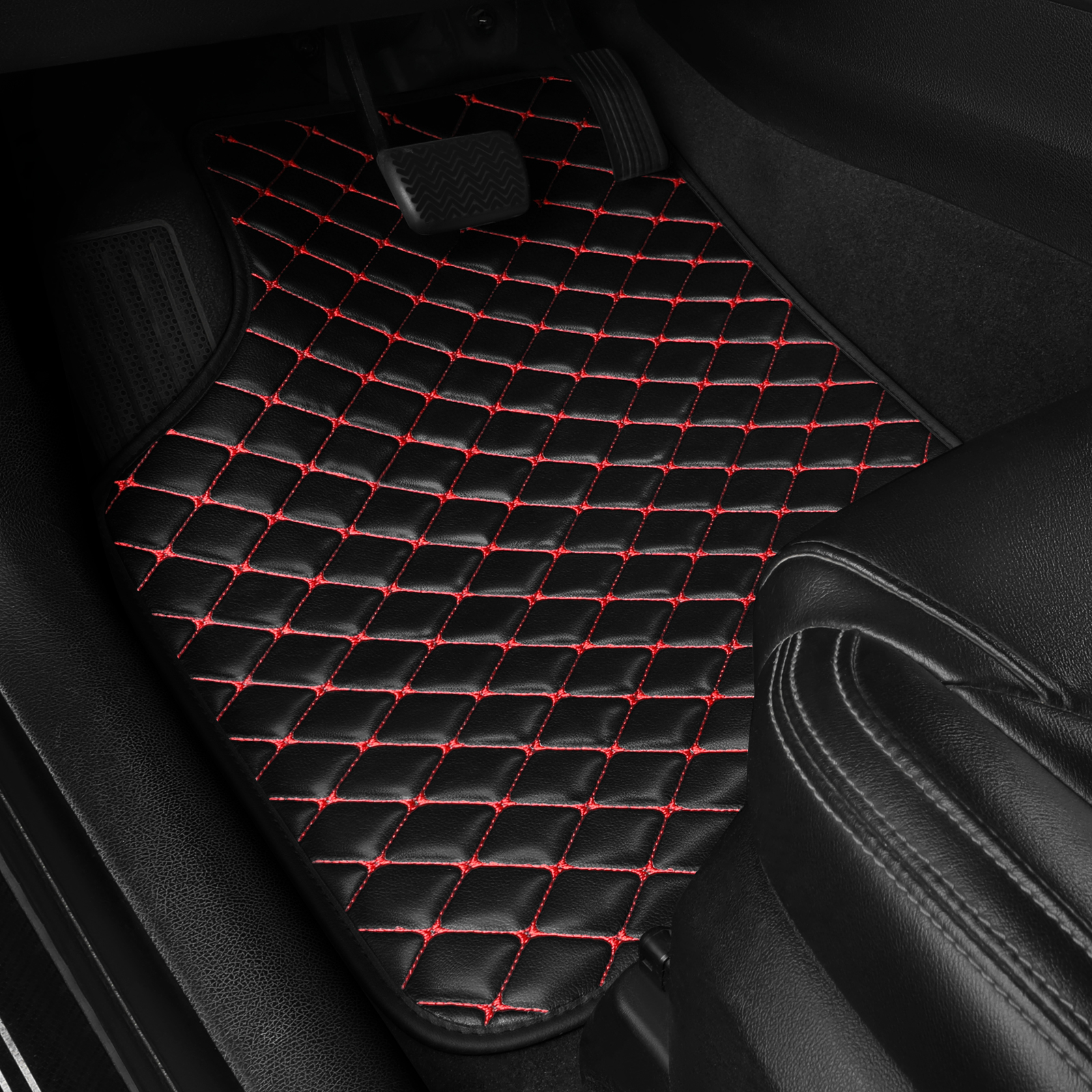 Light Luxury Nordic Minimalist Iamond Stitching Full Set Car Floor Mats, All Season Wear-Resistant Waterproof Anti-Slip Universal Auto Foot Liners For Most Sedans SUV Trucks photo 7