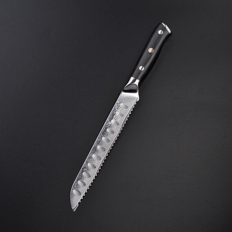 Sunnecko Serrated Bread Knife 8 Inch Damascus Steel Kitchen Sandwich Knife photo 7