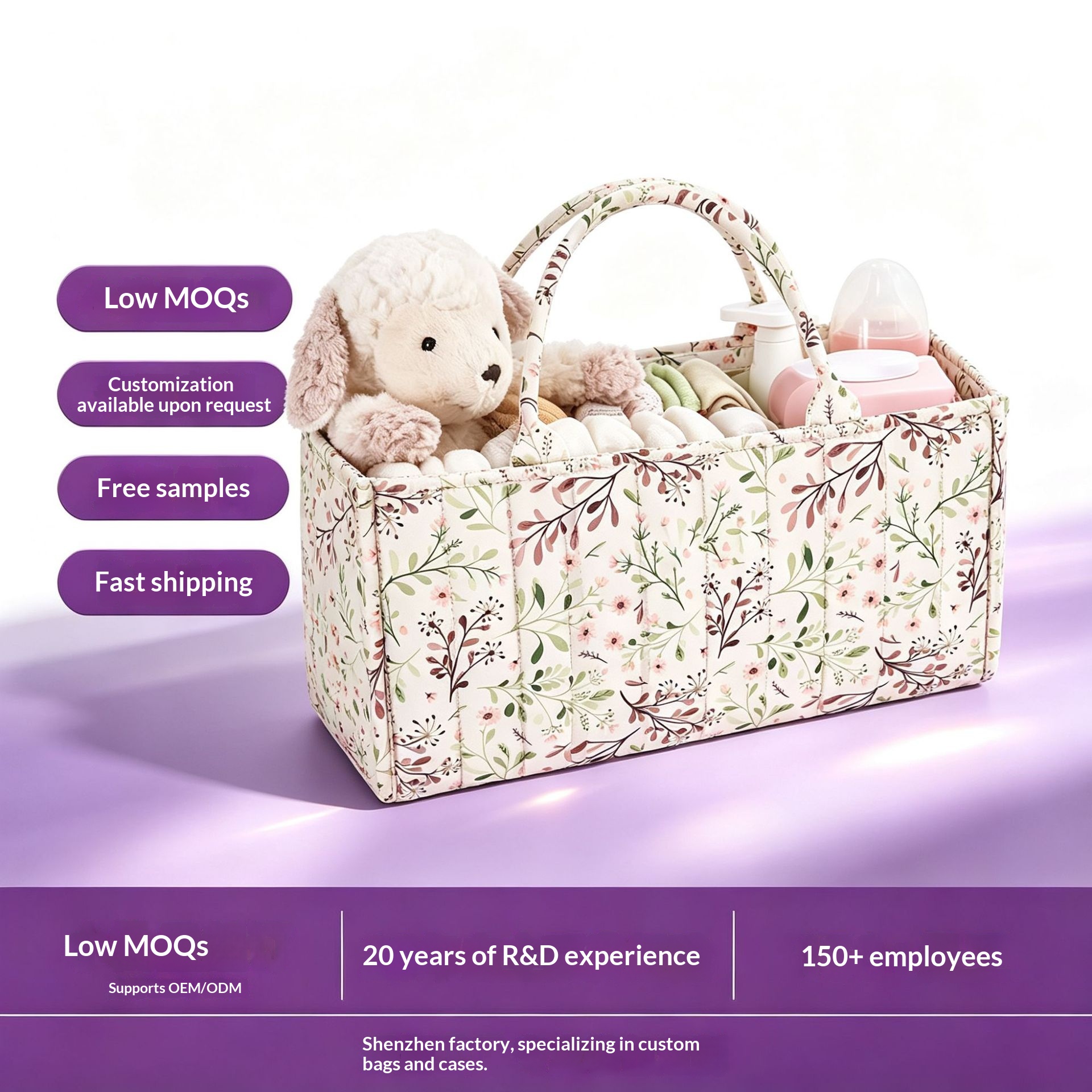 Handheld Portable Mommy Bag Large Capacity Professional Customized Maternal And Child Storage Bag Storage Bag - Milk Mist Blue Flower photo 4