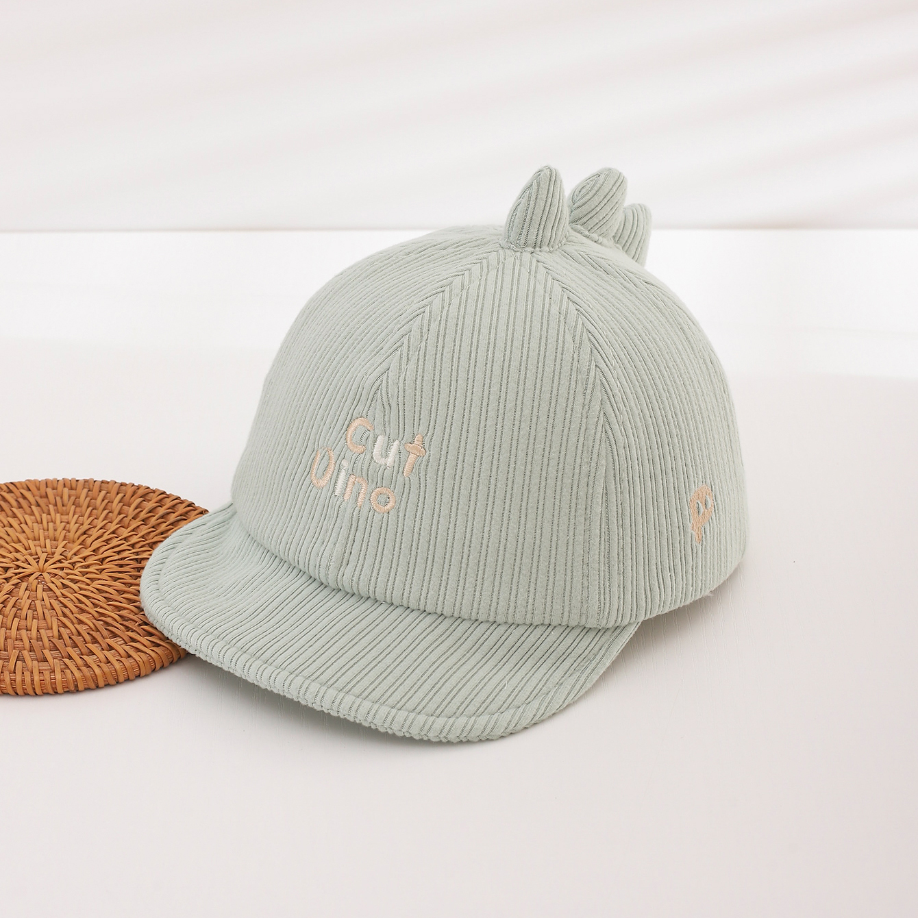 Boys And Girls' Corduroy Striped Embroidered Letter Cartoon Baseball Cap With A Top Band Suitable For Daily Outdoor Outings photo 1