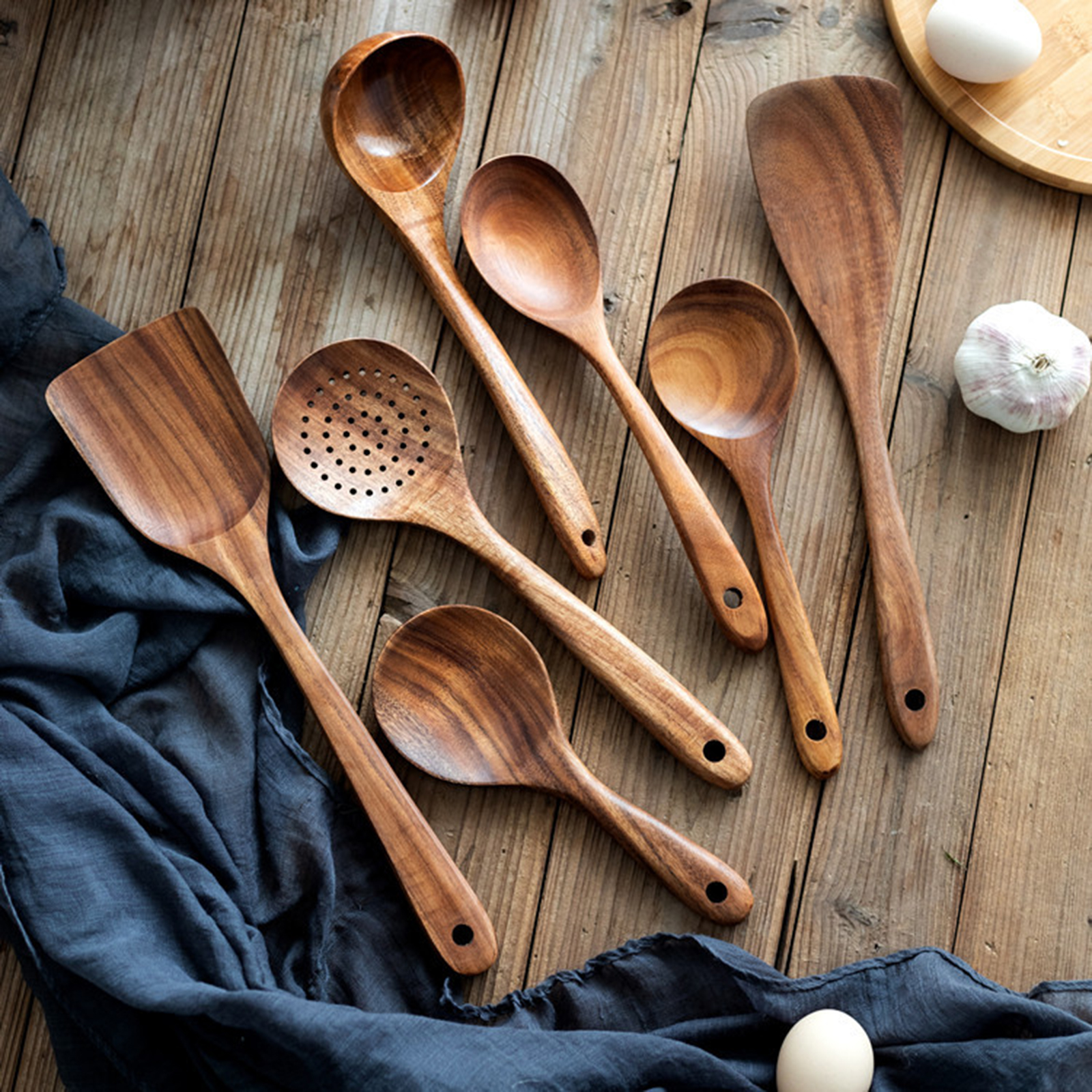 Wooden Utensils Set For Kitchen Messon Handmade Natural Wooden Cooking Spoons photo 6