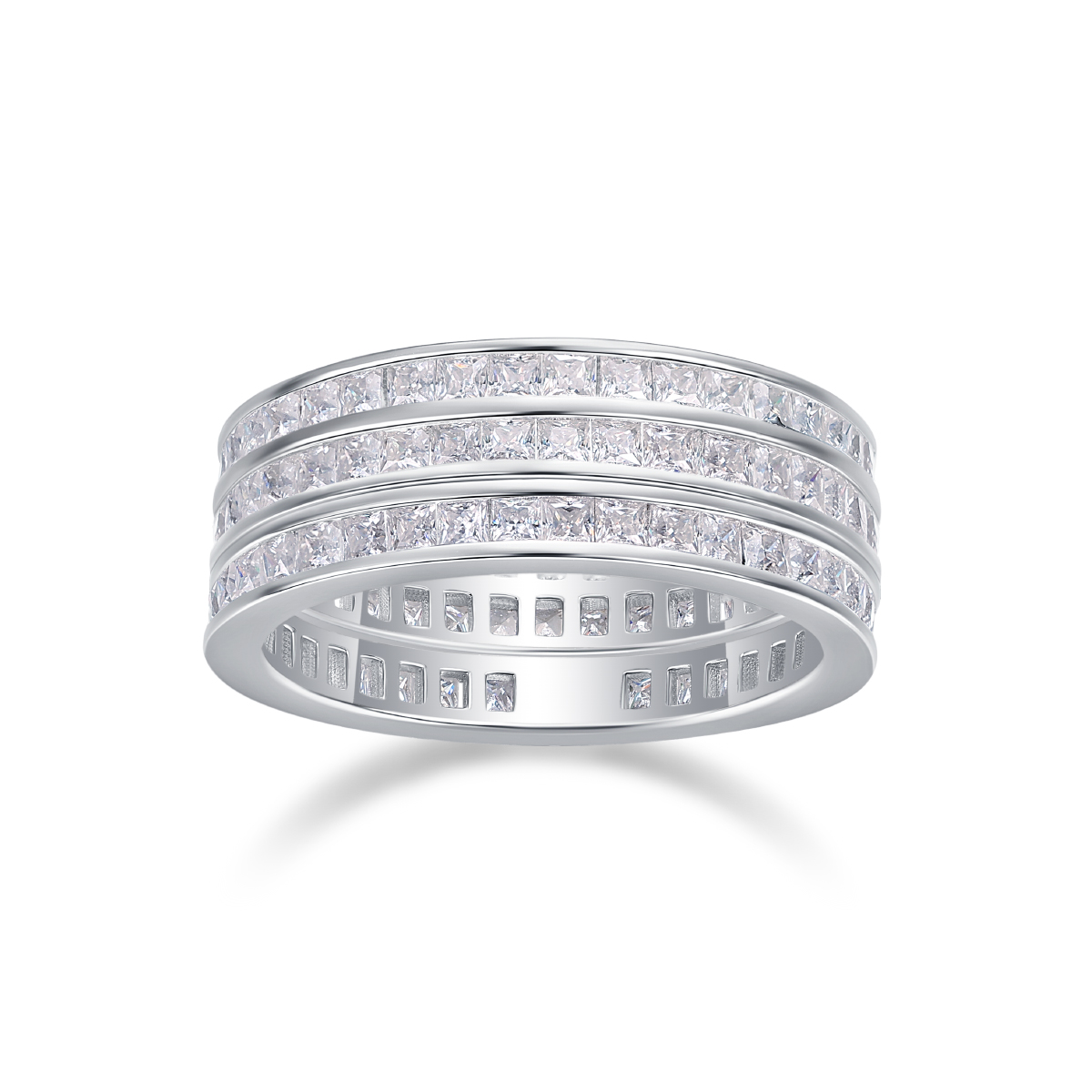 S925 Silver 3.9g Platinum Plated Moissanite Eternity Ring, 108 Pcs D VVS1 Stackable Band, GRA Certified US 5-9 photo 3