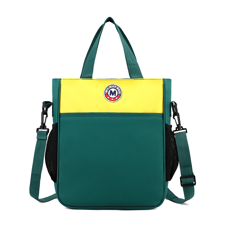 Primary School Printing And Tutoring Bag, Oxford Cloth Tote Bag, Children's One Shoulder Hand-held Printing Logo Tutoring Art File Bag - Green Orange photo 1