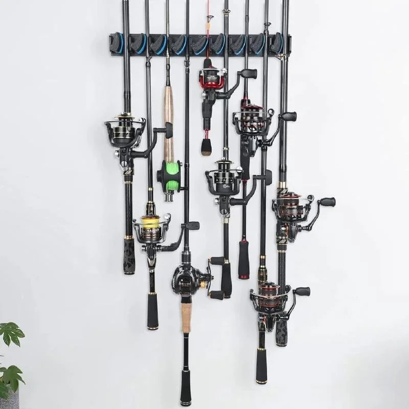 Vertical Fishing Rod Holder Wall Mounted Organizer Rack Blue Garage 9 Rods Pole photo 5