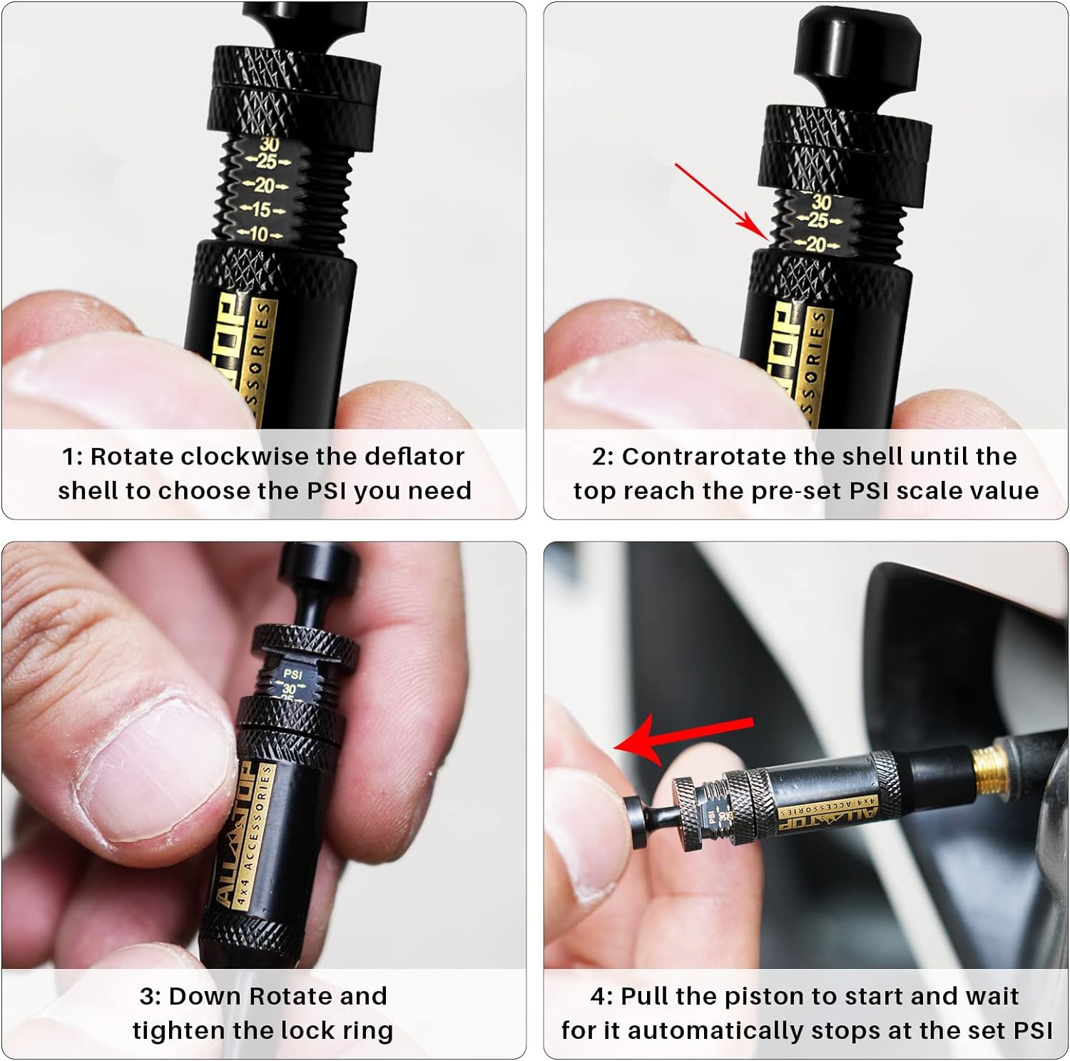 4PCS Tyre Deflators Air Quick Deflator 10-30 PSI Tire Valve Core Tool Portable photo 4