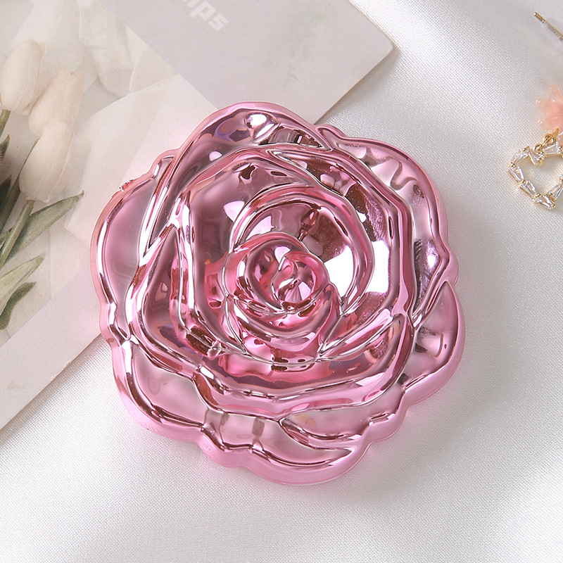 3D Rose Square Compact Mirror, Double Sided Folding Makeup Mirror, 1x & Magnifying Mirror, Portable Pocket Cosmetic Mirror, Gold Silver Rose Gold Available photo 3