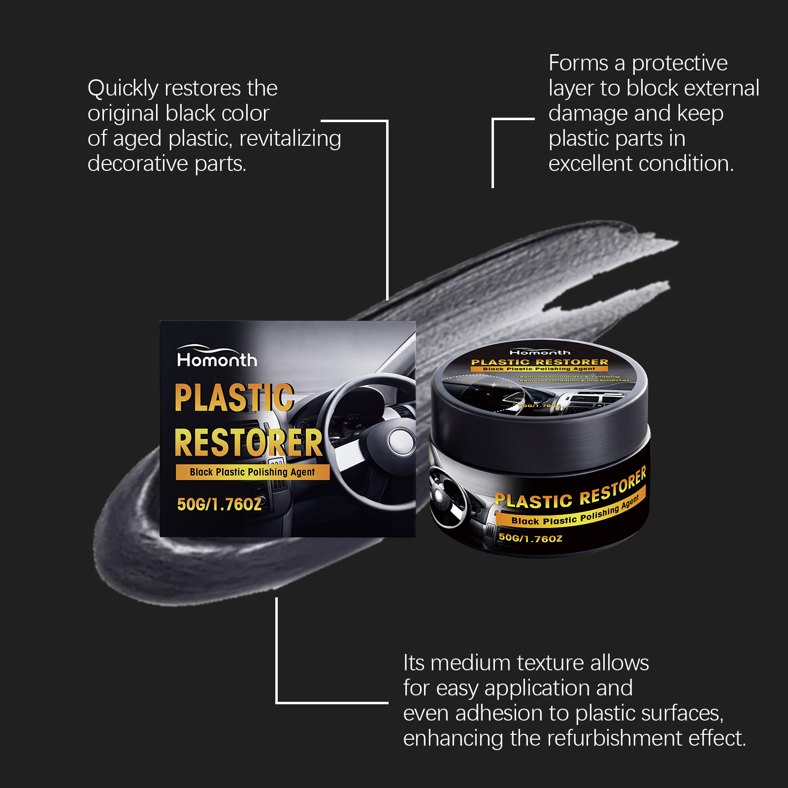 Plastic Cleaning Cream, Gentle Interior Trim Decontamination Dust Removal Care Balm photo 2