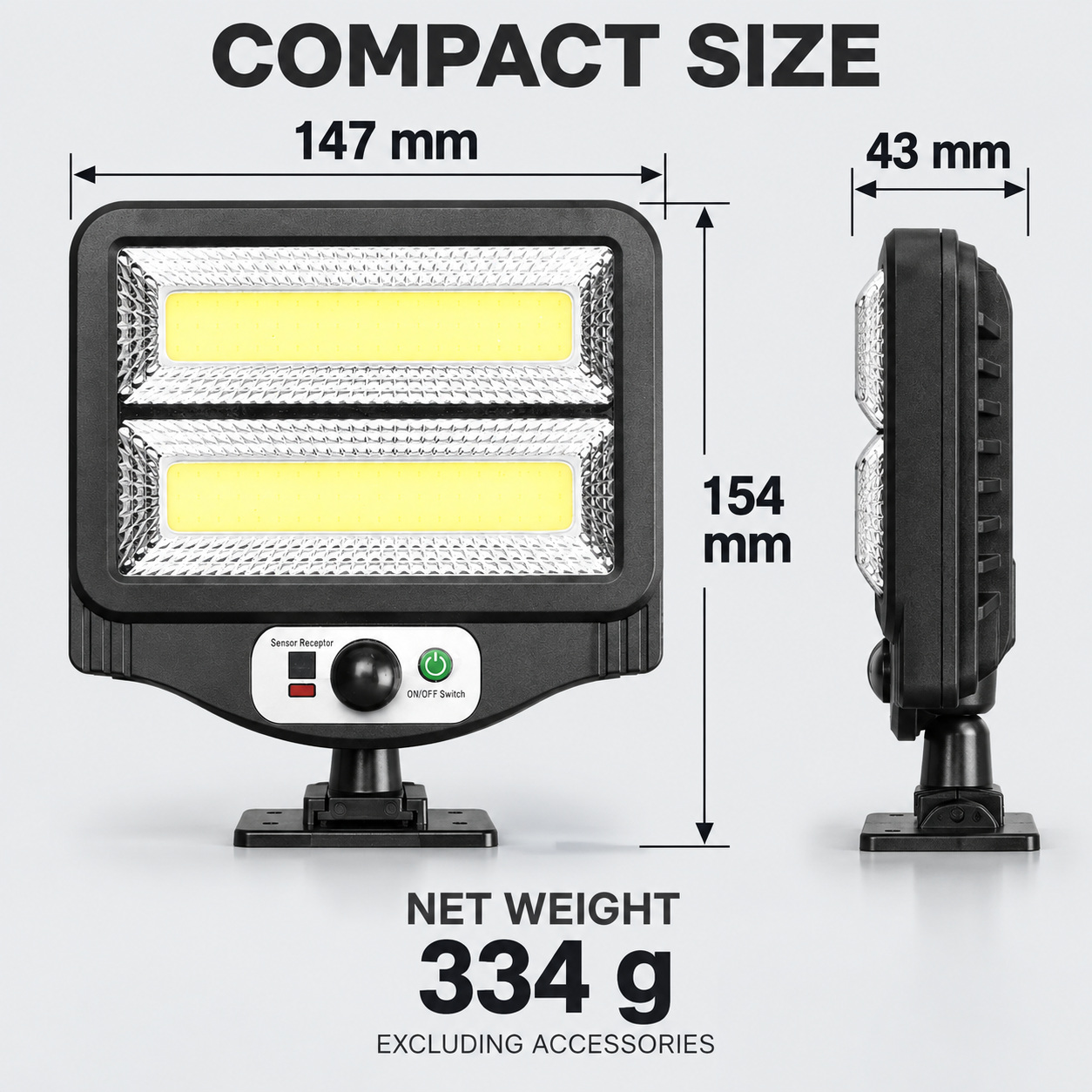 Solar Powered Rechargeable Motion Sensor COB LED Work Light 1500mAh For Auto W781 2 Street photo 8