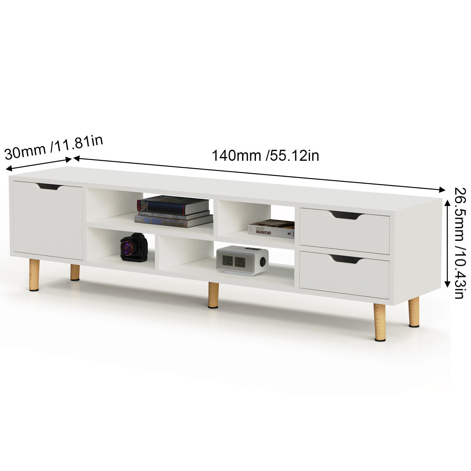 140cm High Gloss Floating TV Unit Cabinet Wall Mounted Stand With LED Cupboard photo 4