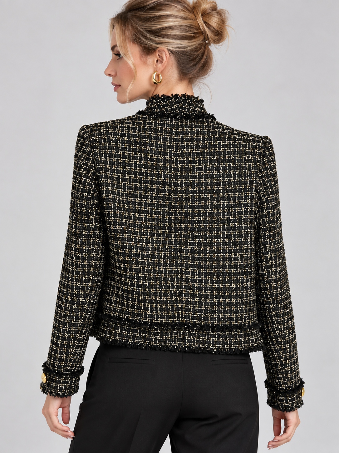 Vintage Frayed Edge Tweed Double-Breasted Jacket photo 4