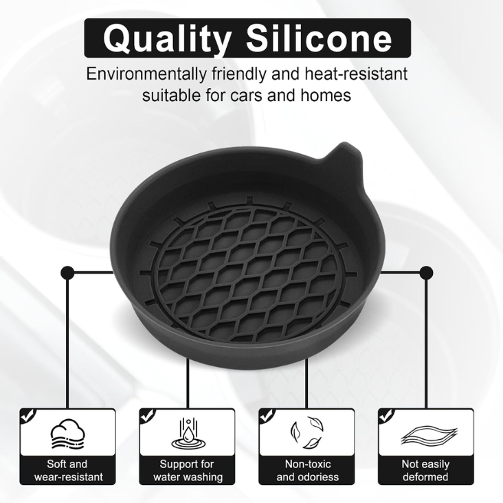Car Cup Holder Coaster, Silicone Cup Holder Insert, Universal Non-Slip Cup Holders, Car Accessories Interior For Women And Man Interior Sets 4 Pack Black photo 2