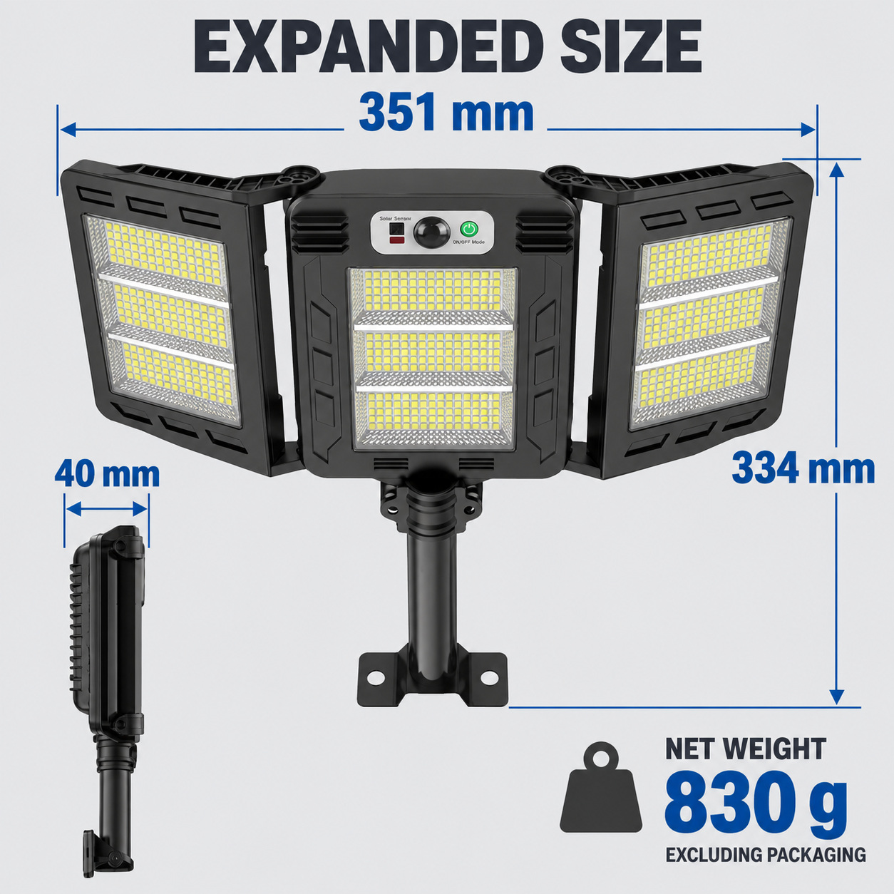 Solar Powered Rechargeable Motion Sensor LED Work Light 3000mAh For Auto W785 3 2 Hour photo 2