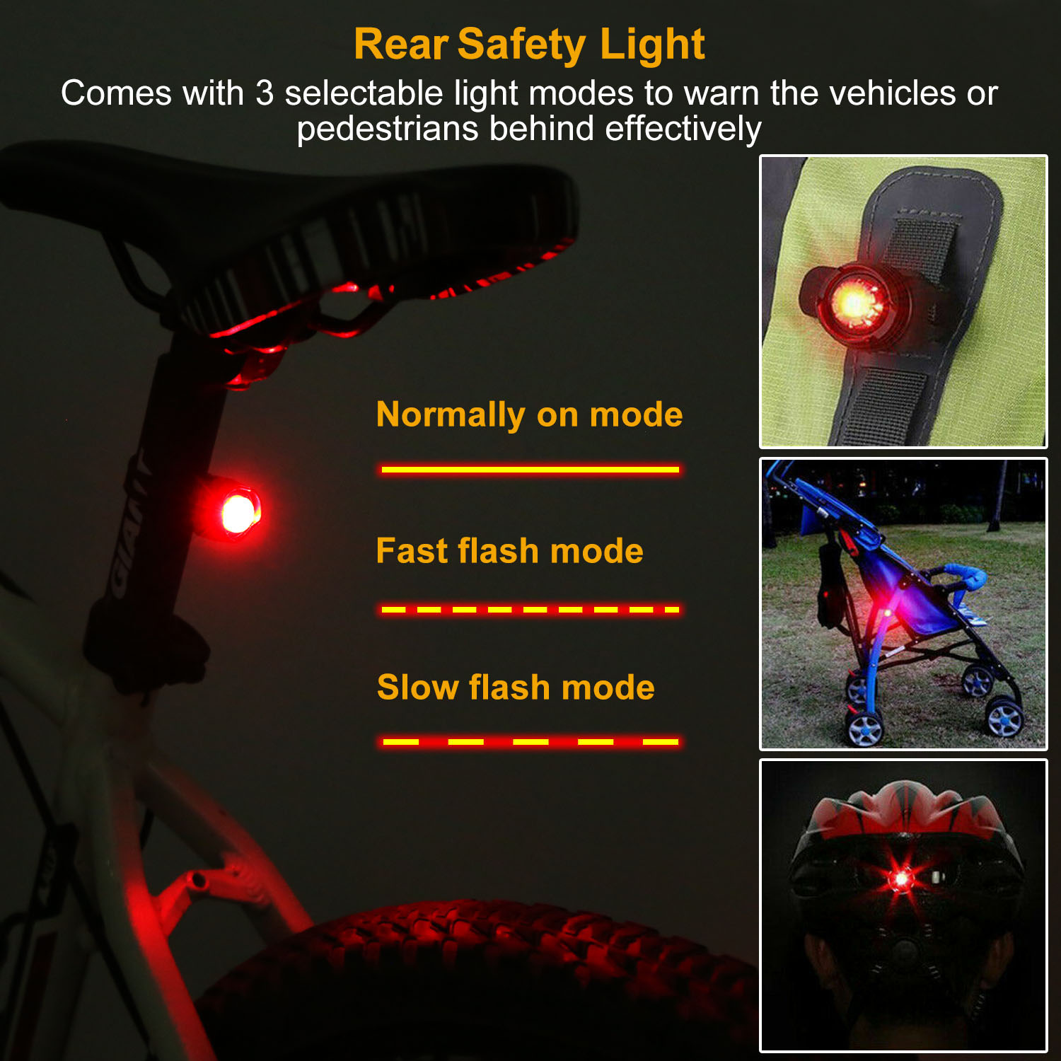 Bike Headlight USB Rechargeable LED Bicycle Front Light Rear Tail Light With 130dB Loud Horn photo 3