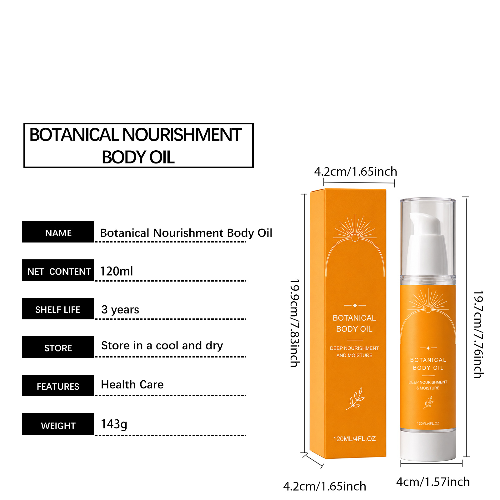 Moisturizing And Nourishing Body Essential Oils 120ml 1box photo 8