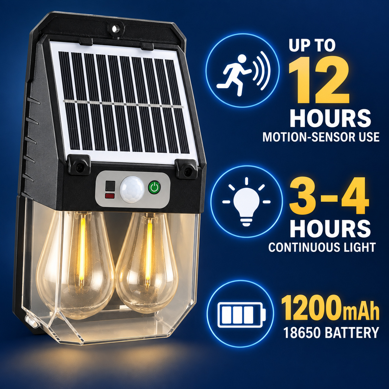 Solar Powered Rechargeable Motion Sensor LED Work Light 1200mAh For Auto W7116 2 0 8W photo 3