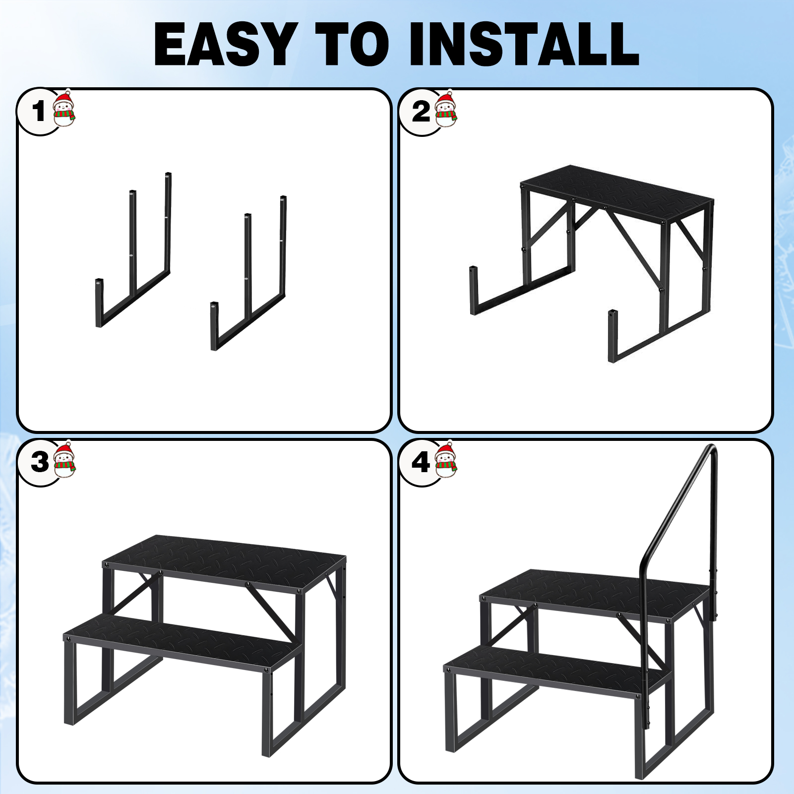 2-level Ladder With Handrails, Above Ground Swimming Pool Ladder, RV Ladder With Anti Slip Board And 660 Pound Carrying Capacity TEMU Can Only Be Self Lifted photo 4