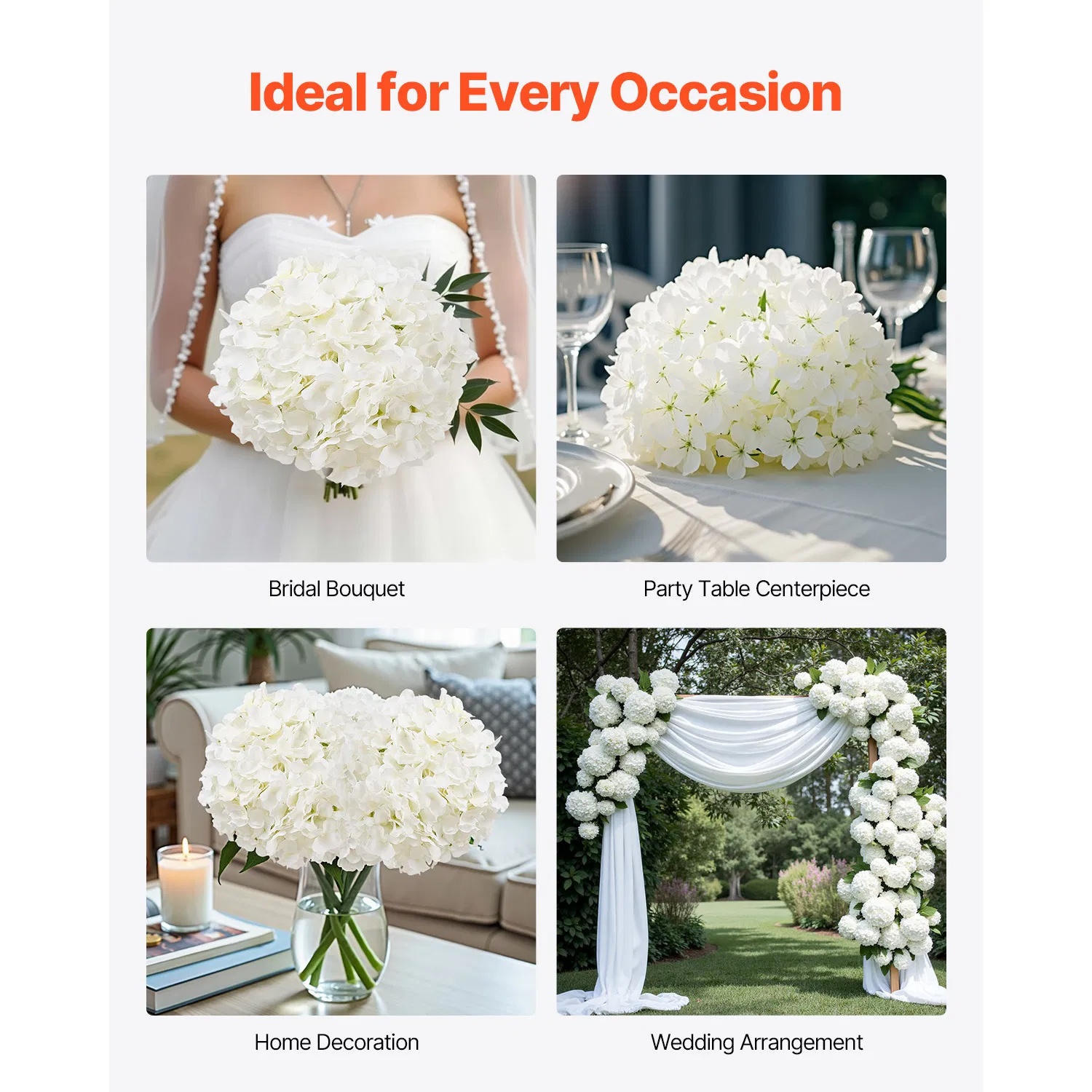Artificial Flowers, 65 Pcs Real Looking White Silk Fake Hydrangea Bulk, White Faux Bridal Shower With Stems For DIY Wedding Bouquets, Home Centerpieces Arrangements, Party Tables Decorations photo 6