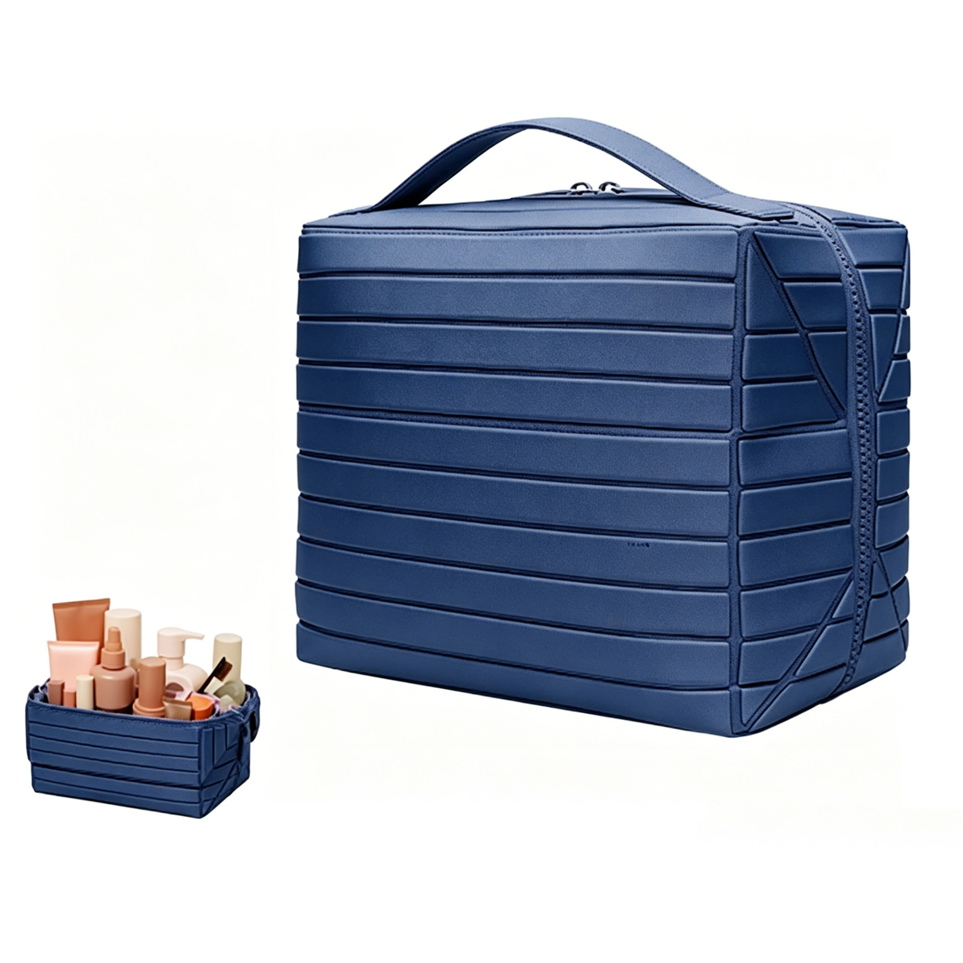 Foldable Standing Makeup Bag With Large Capacity And Multiple Compartments, Portable Toiletry Bag, Travel Skincare Products, Cosmetics Storage Bag photo 1