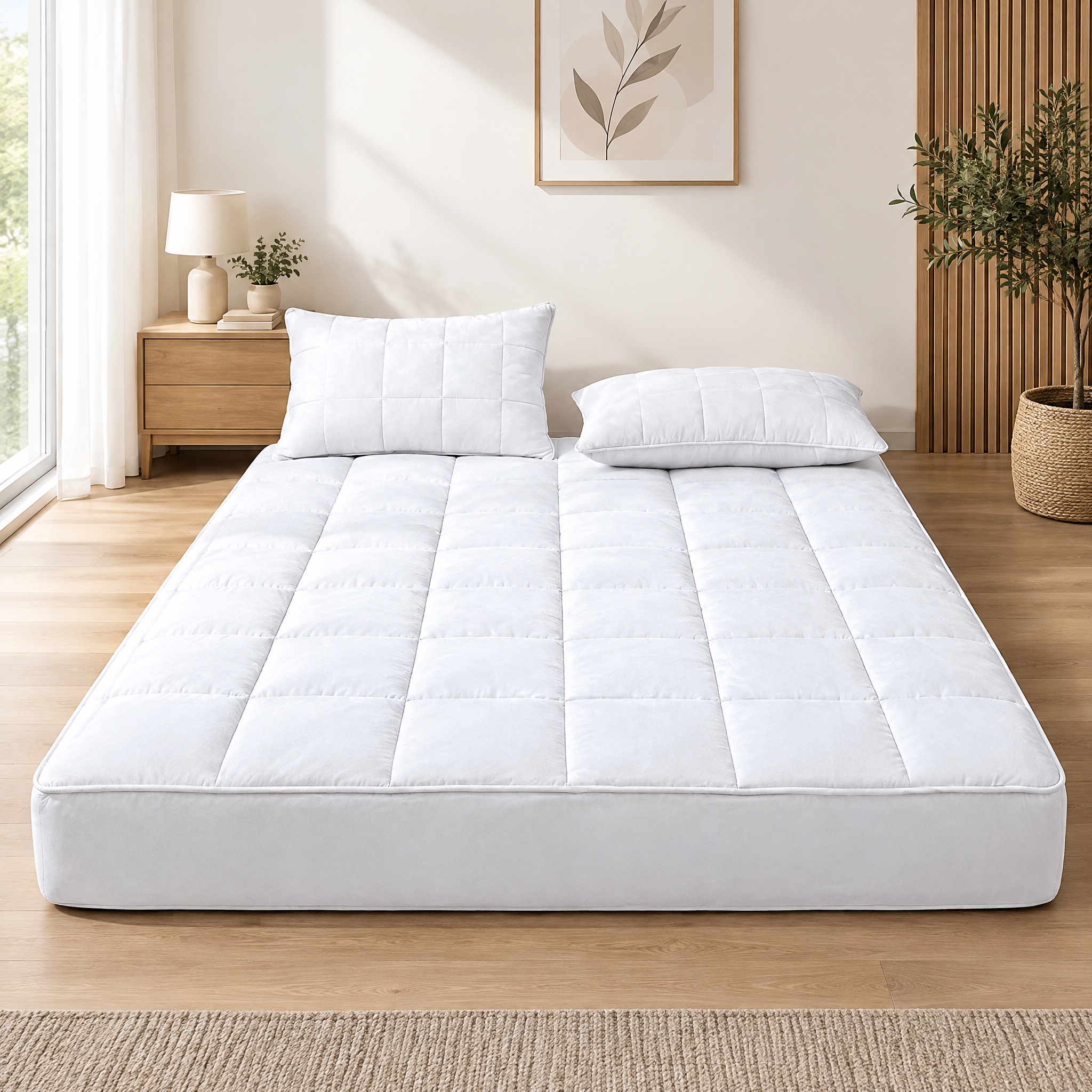 Quilted Fitted Mattress Pad, Deep Pocket Mattress Protector, Soft Fluffy Bed Cover For Bedroom photo 7