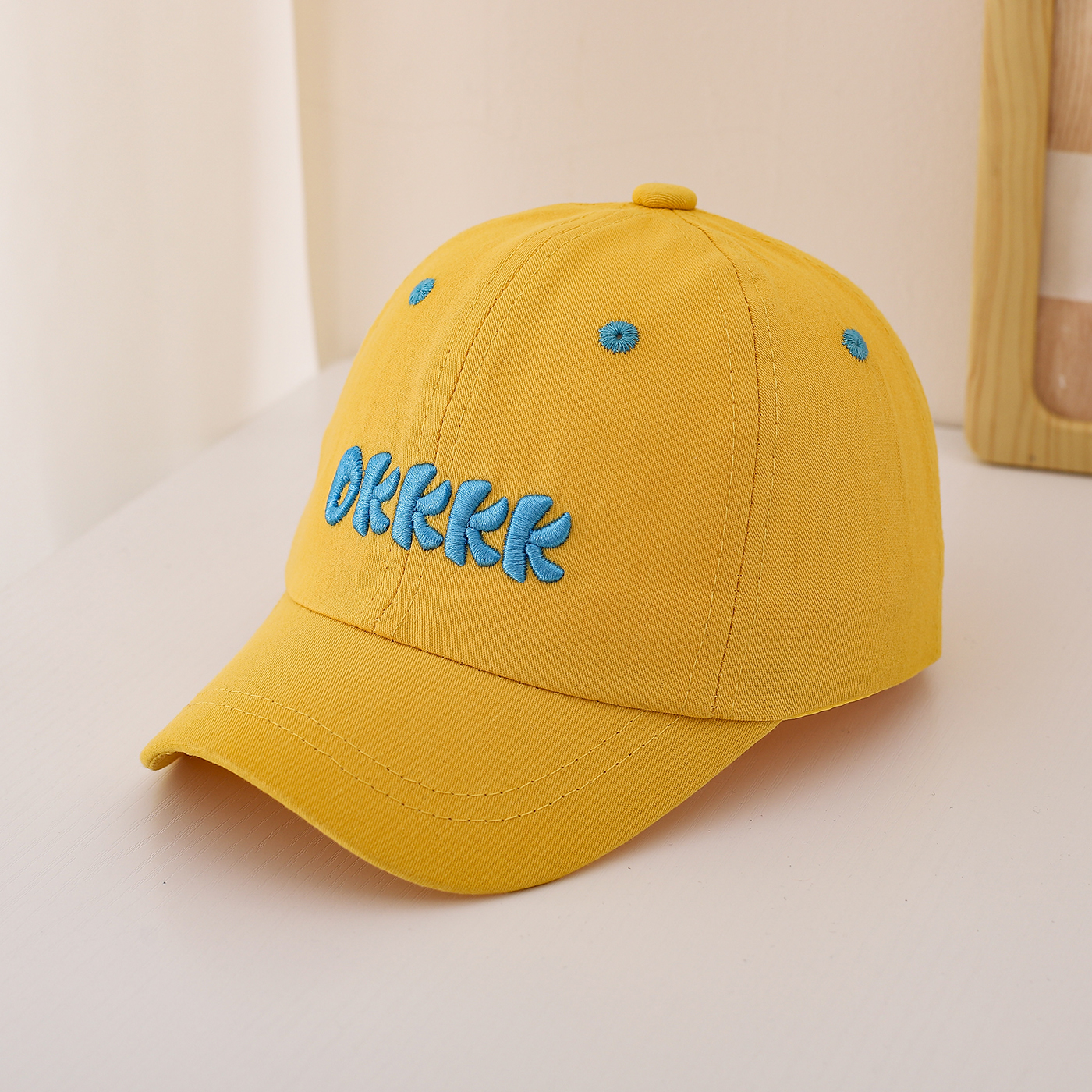 Children's Single-color Three-dimensional Letter Embroidered Adjustable Simple And Fashionable Baseball Cap Suitable For Outdoor Sports And Travel photo 3