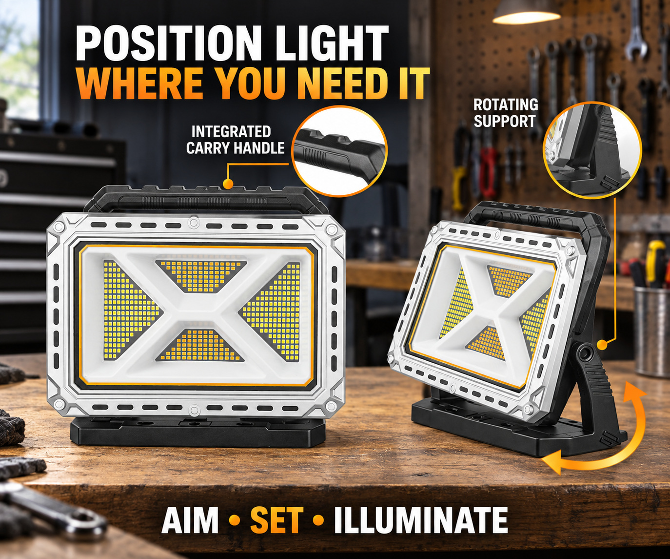 Rechargeable Battery Display Type C LED Work Light For W8141 4 3500LM 416 Flood 3 photo 2