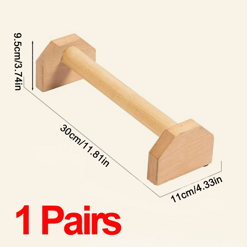 1 Pair 30cm Wooden Push Up Bars Parallettes Bars Home Gym Workout Equipment photo 4